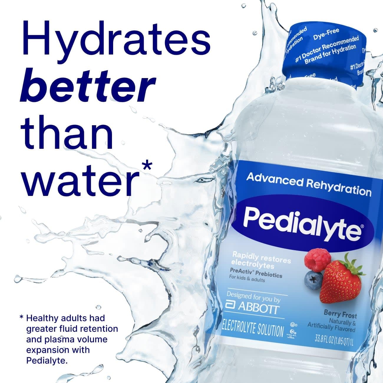 Pedialyte AdvancedCare Plus Electrolyte Drink, Berry Frost, 1 Liter, view 6