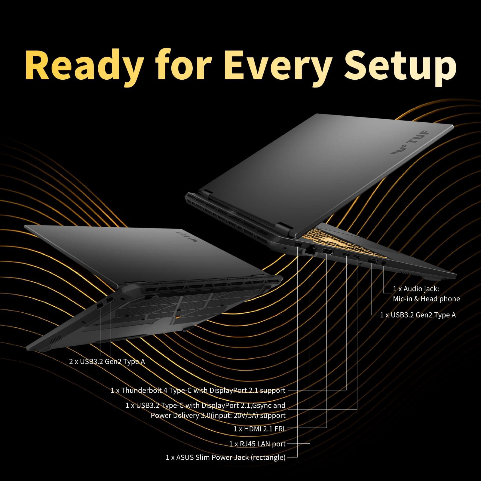 ASUS TUF F16 Gaming Laptop • Dedicated GeForce RTX 5060 • 16’’ FHD+ IPS Anti-Glare Display • Intel i7 14650HX(16-Core) • Backlit KB • Facial Recognition • Win 11 Pro • Accessories • 32GB DDR5+1TB SSD, view 8