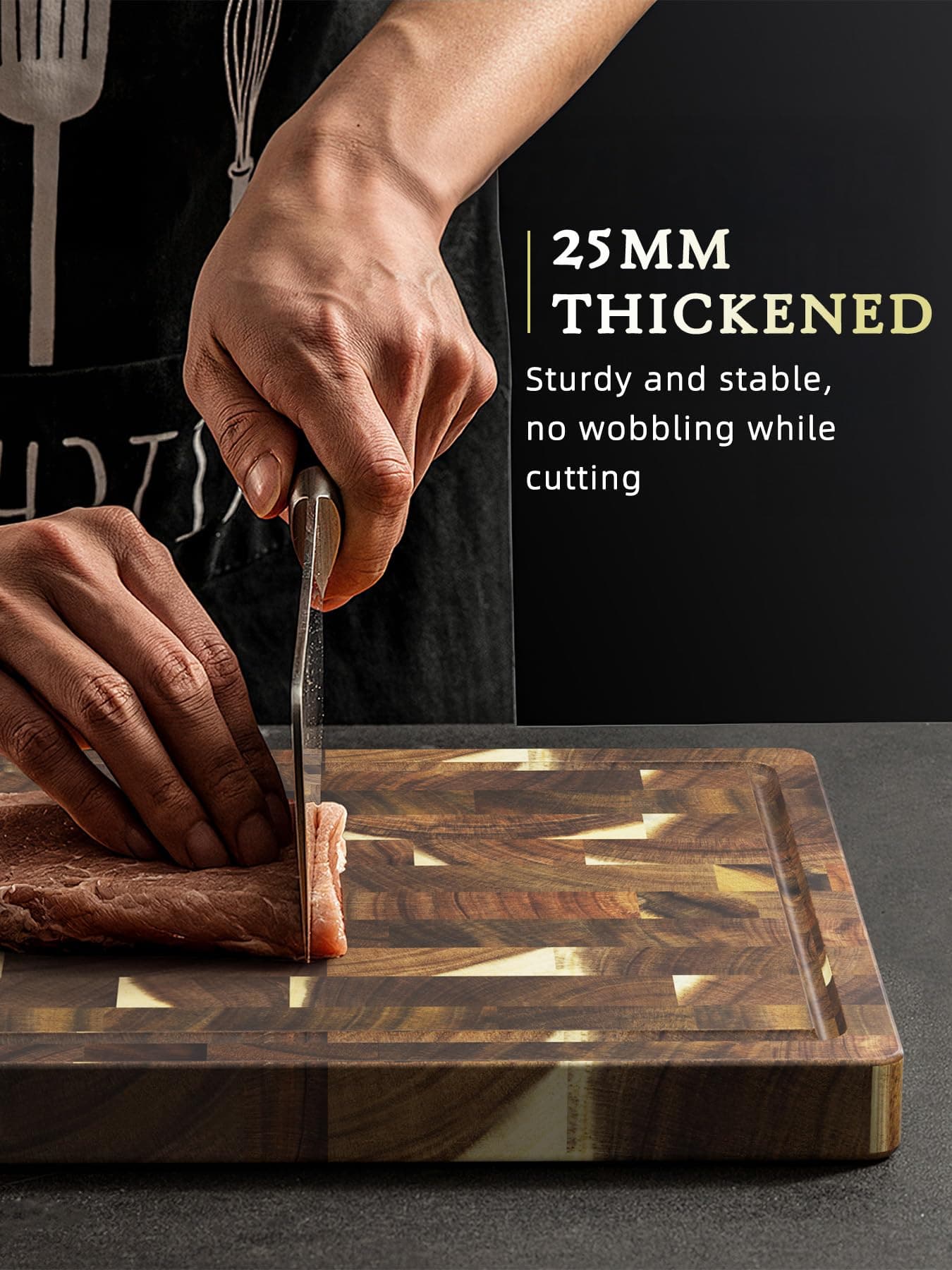 HOSHANHO 3 Packs Cutting Board Set, Extra Large Acacia Wood Cutting Boards, view 6