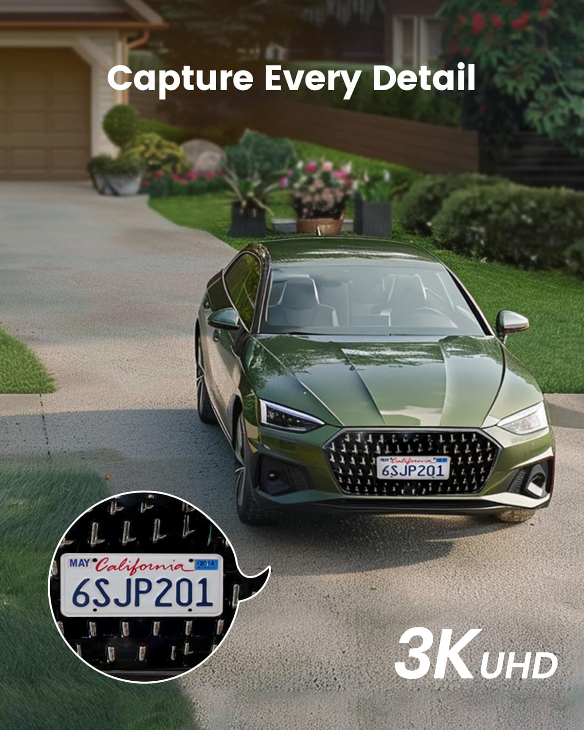 aosu 3K 5MP Solar Security Camera Wireless Outdoor PTZ 360° Smart Tracking, view 3