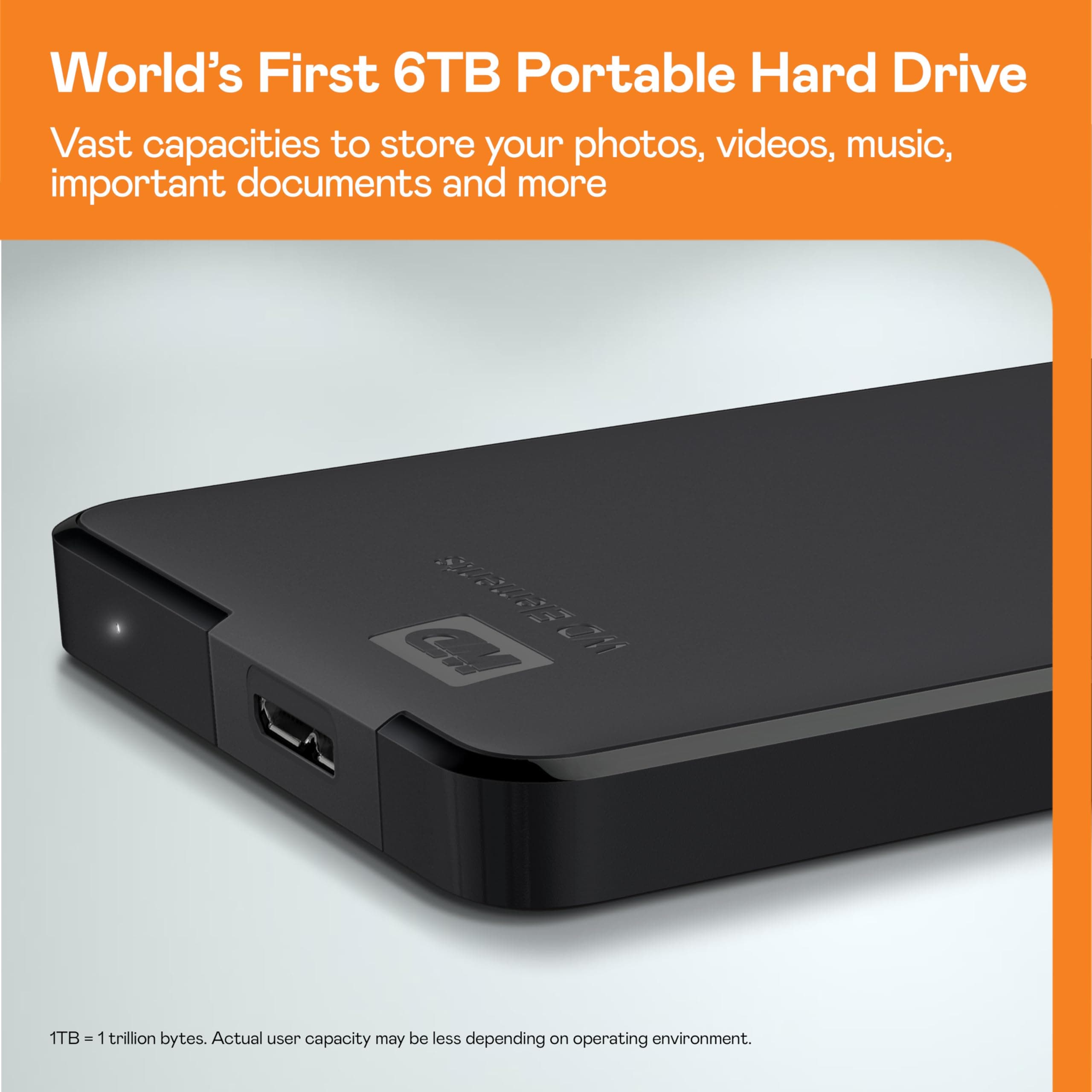 WD 2TB Elements Portable External Hard Drive for Windows, USB 3.2 Gen 1/USB 3.0 for PC & Mac, Plug and Play Ready - WDBU6Y0020BBK-WESN, view 7