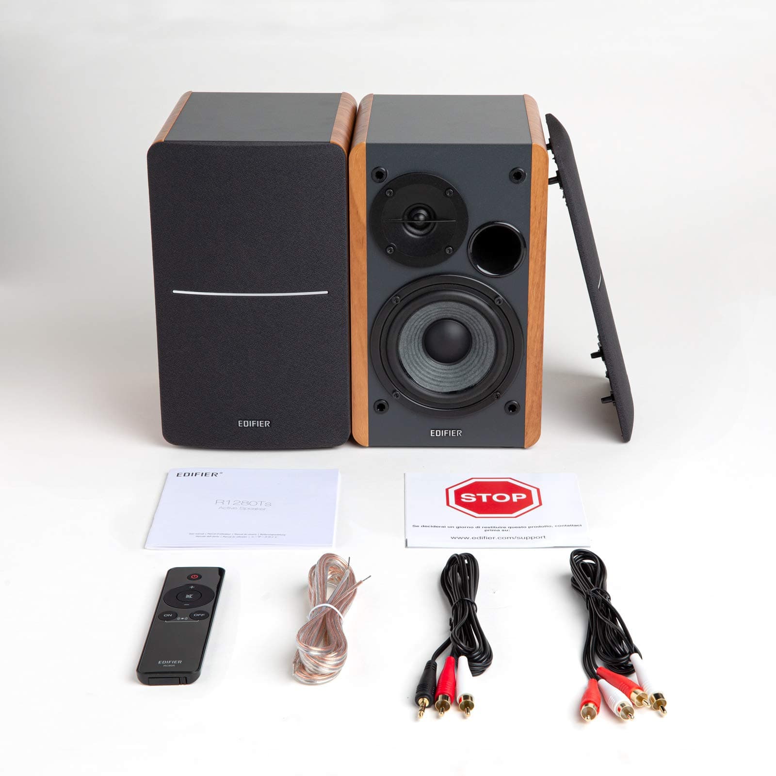 Edifier R1280Ts Powered Bookshelf Speakers - 2.0 Stereo Active Near Field Monitors - Studio Monitor Speaker - 42 Watts RMS with Subwoofer Line Out - Wooden Enclosure, view 9