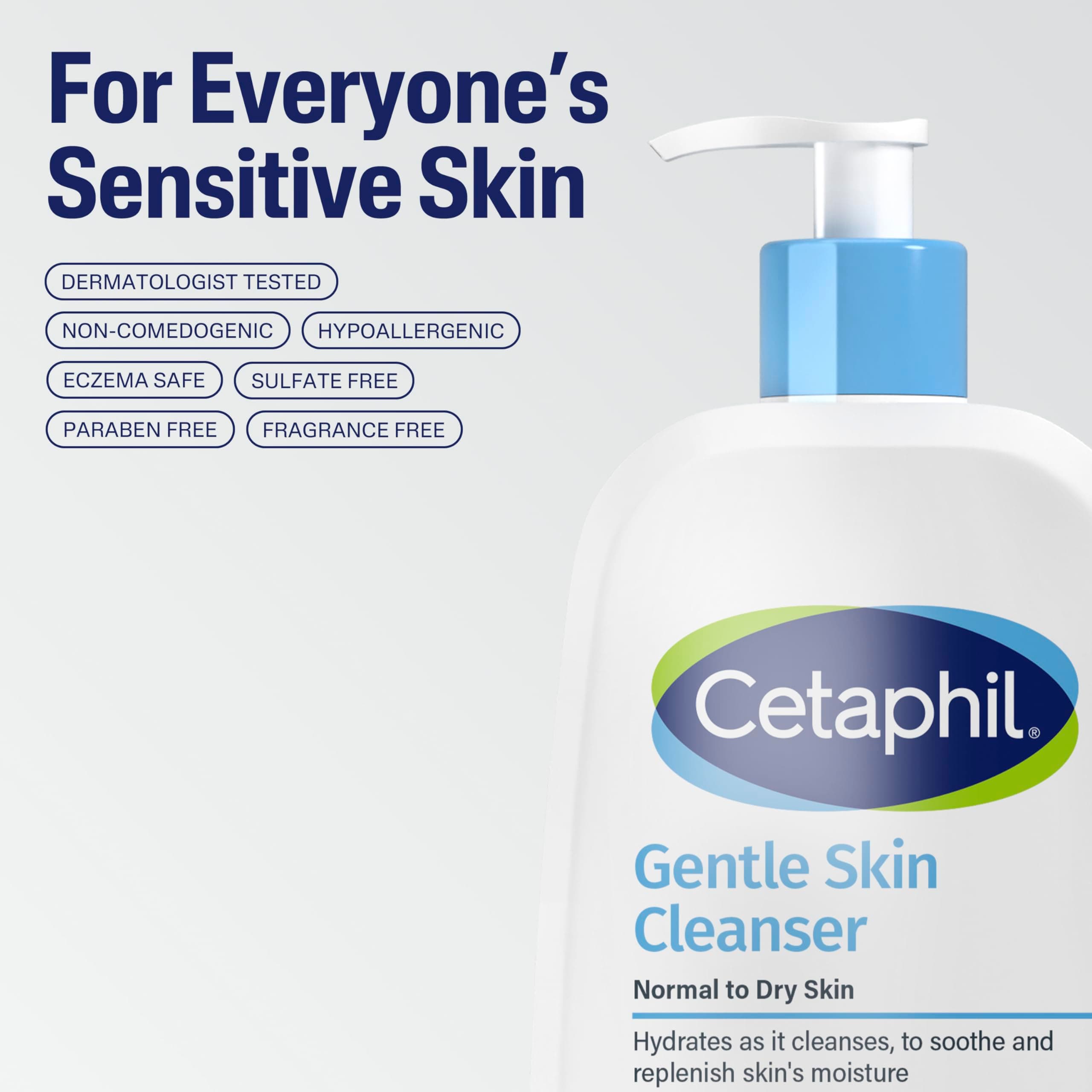 Cetaphil Gentle Cleanser, Hydrating Face & Body Wash, Sensitive, 8oz, 3ct, view 7