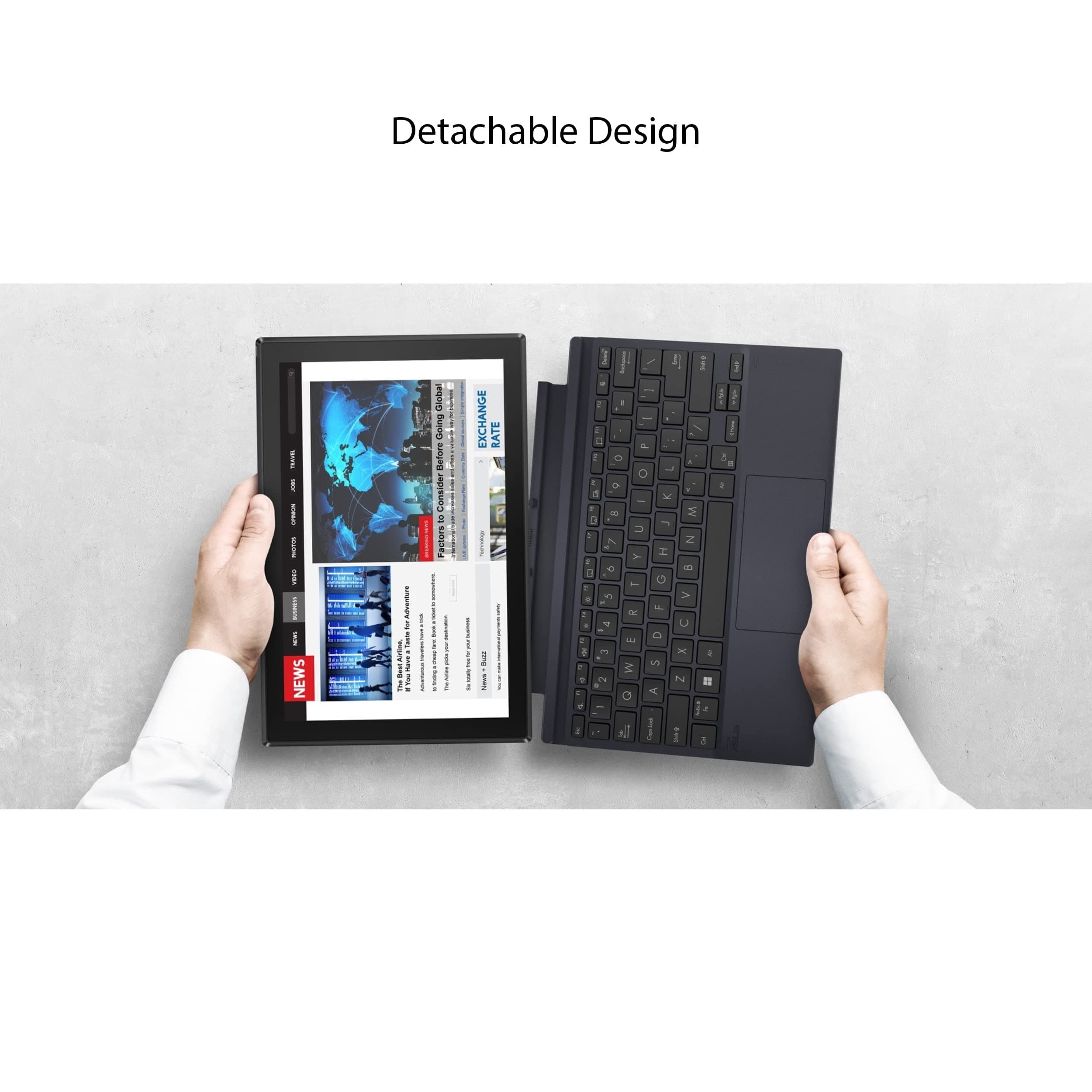 ASUS ExpertBook B3 Detachable -Laptop, 10.5” WUXGA 16:10 Touchscreen,Qualcomm Snapdragon 7c Gen 2, 4GB -RAM, 128GB eMMC, All-Day -Battery, Garaged -Stylus,Stand Cover,Windows 11 Pro,B3000DQ1A-XS24T, view 2