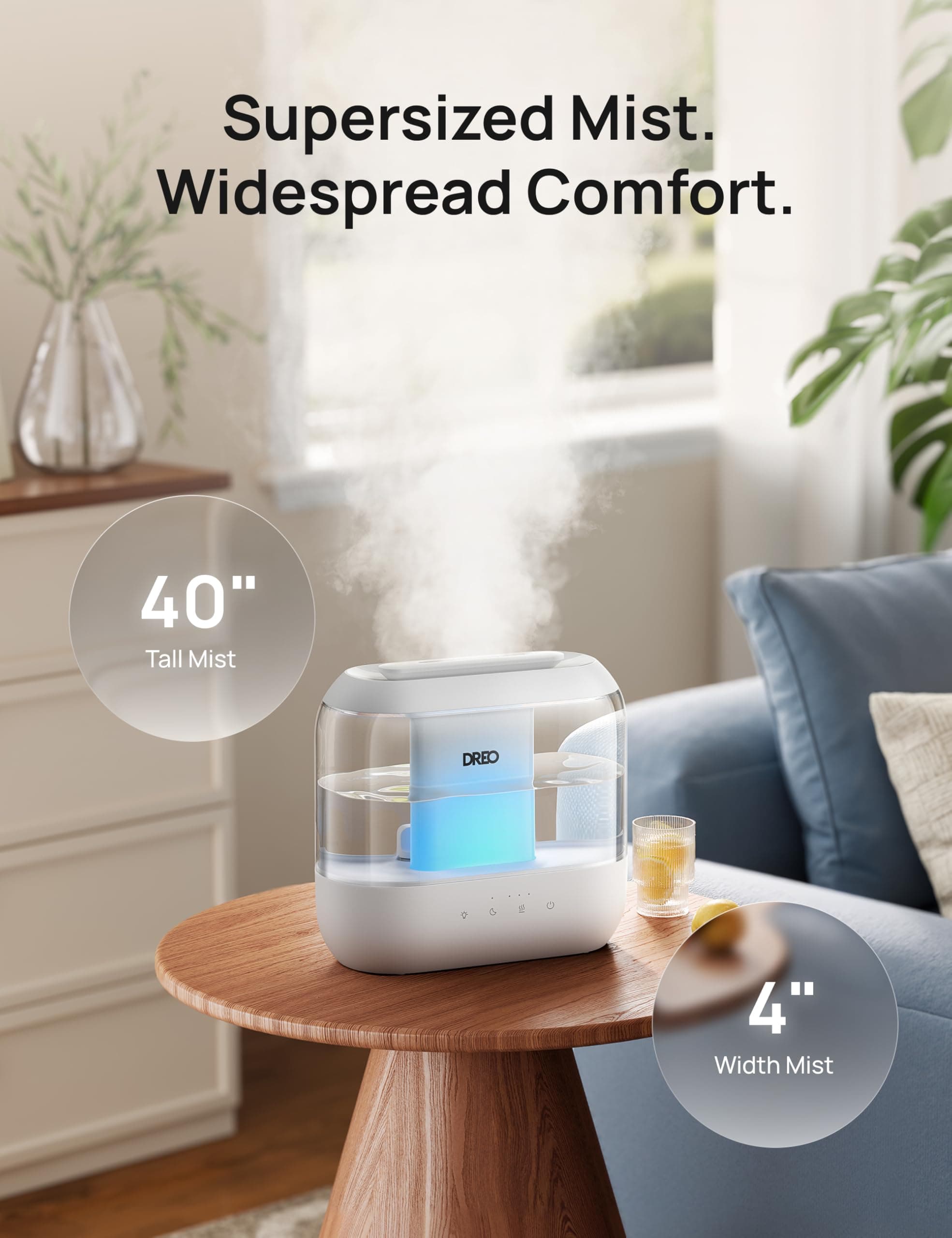 DREO 4L Humidifiers for Bedroom, 36H Runtime, 28 dB Quiet, HM311, view 3