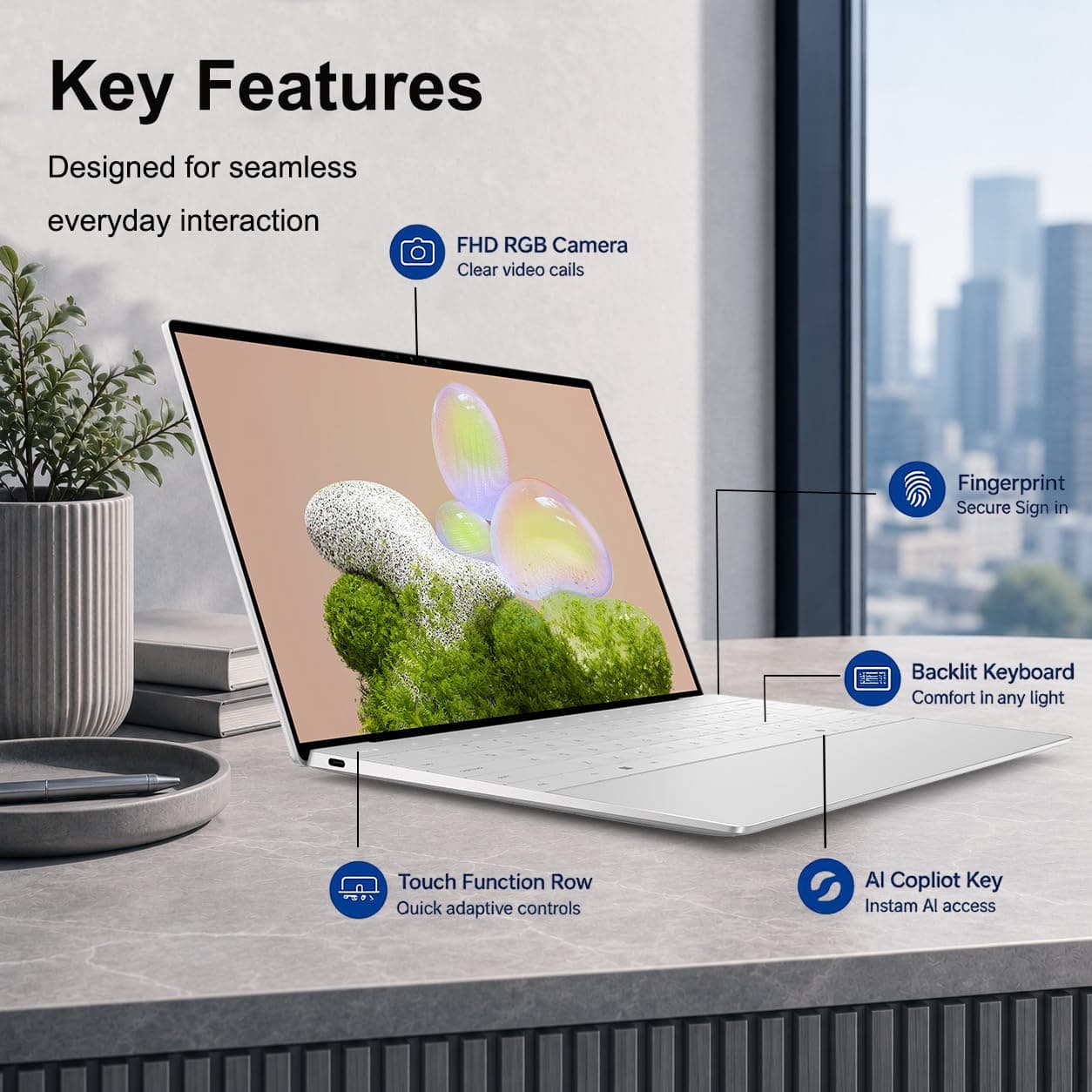 Dell XPS 13 9350, 13.4" FHD+ 120Hz, Intel Ultra 7 258V, 32GB DDR5, 1TB SSD, view 3