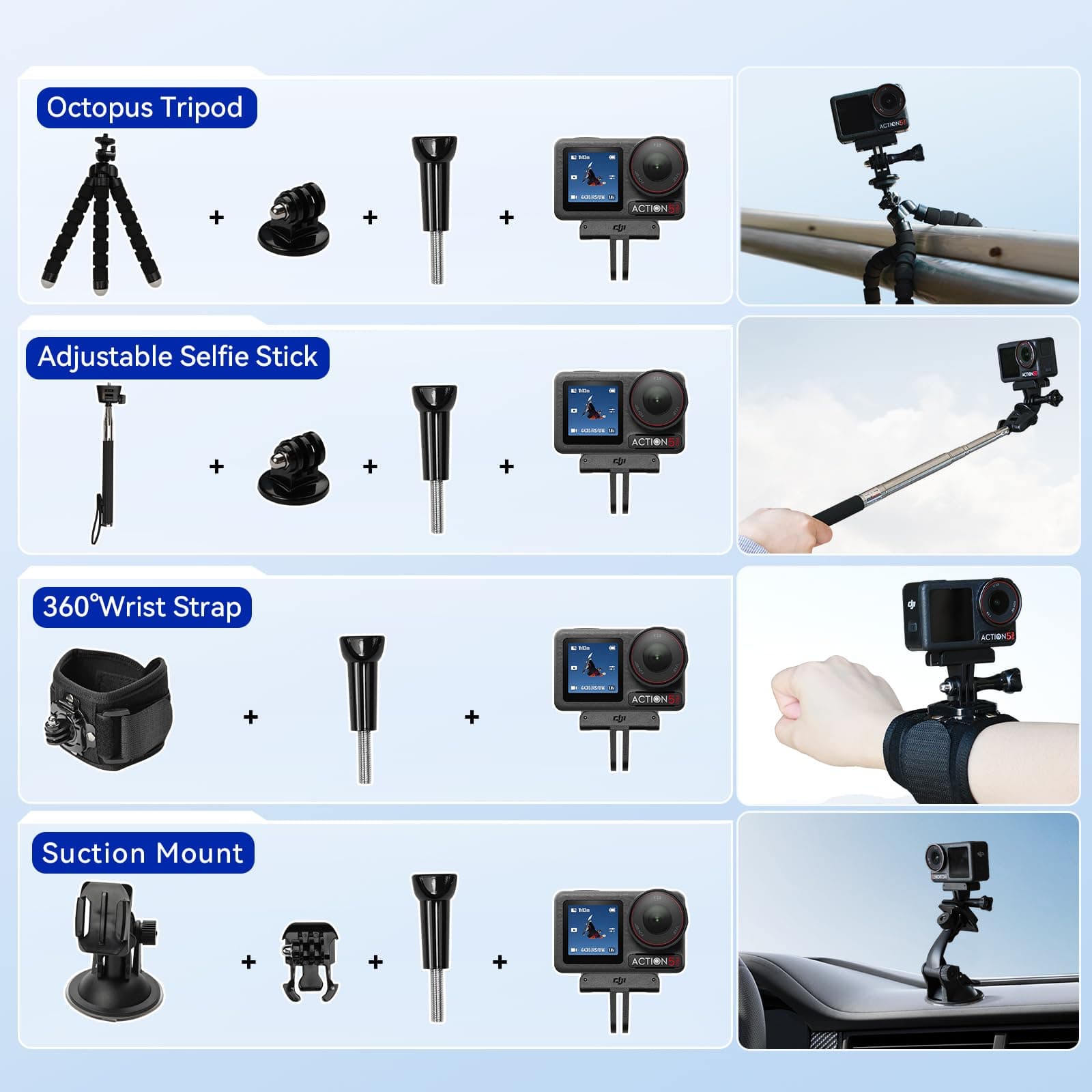 DJI Osmo Action 4 Waterproof Action Camera Bundle, 1/1.3" Sensor, view 2
