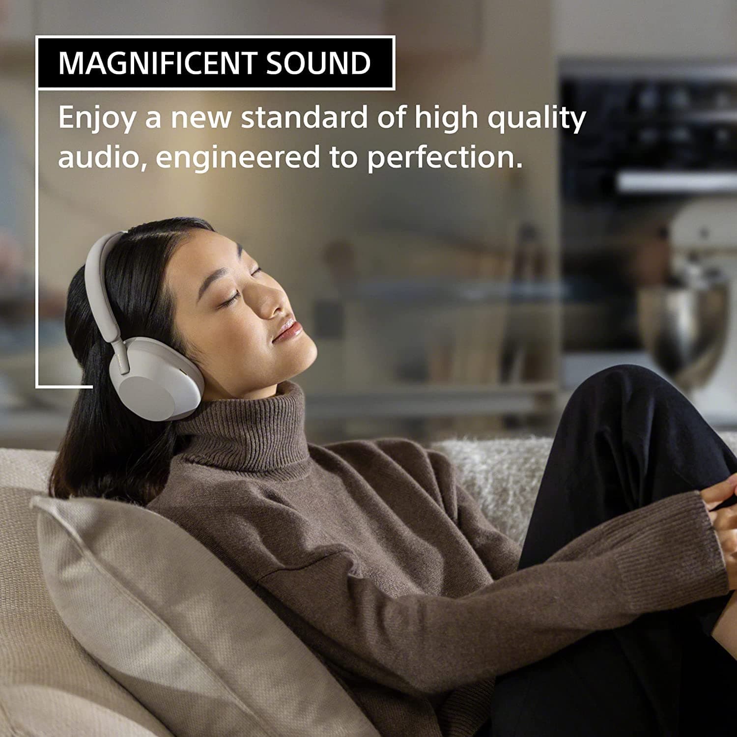 Sony WH1000XM5/B Wireless Noise Canceling Headphones (Black) Bundle with Deco Gear Pro Audio Headphone Stand + Microfiber Cleaning Cloth, view 3
