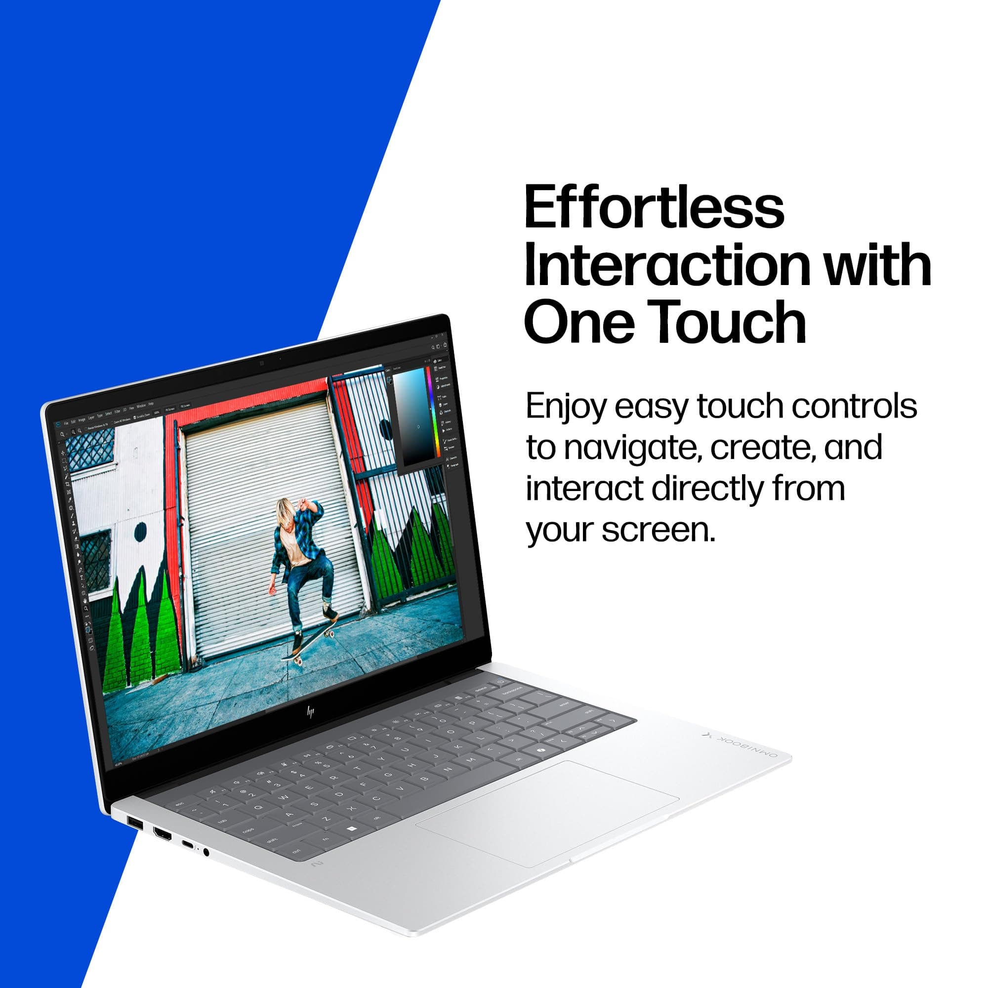 HP OmniBook X 14 inch Next Gen AI PC, 3K Touchscreen, Intel® CORE™ Ultra 7 Processor 356H, 24 GB RAM, 1 TB SSD, Intel Graphics, Windows 11 Home, Glacier Silver, 14-ka0099nr (2026), view 8
