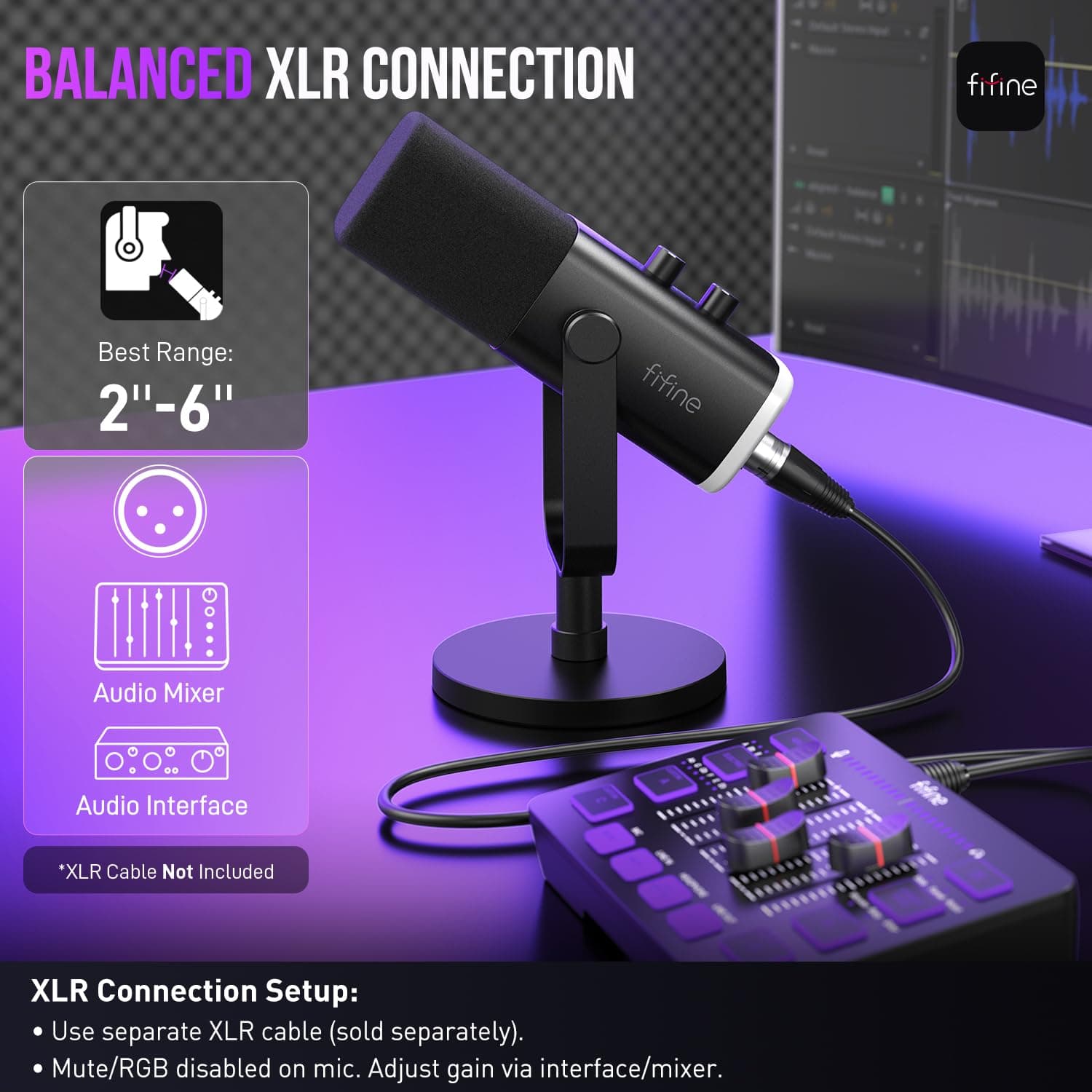 FIFINE AmpliGame AM8 USB/XLR Dynamic Microphone for Gaming Streaming, view 6