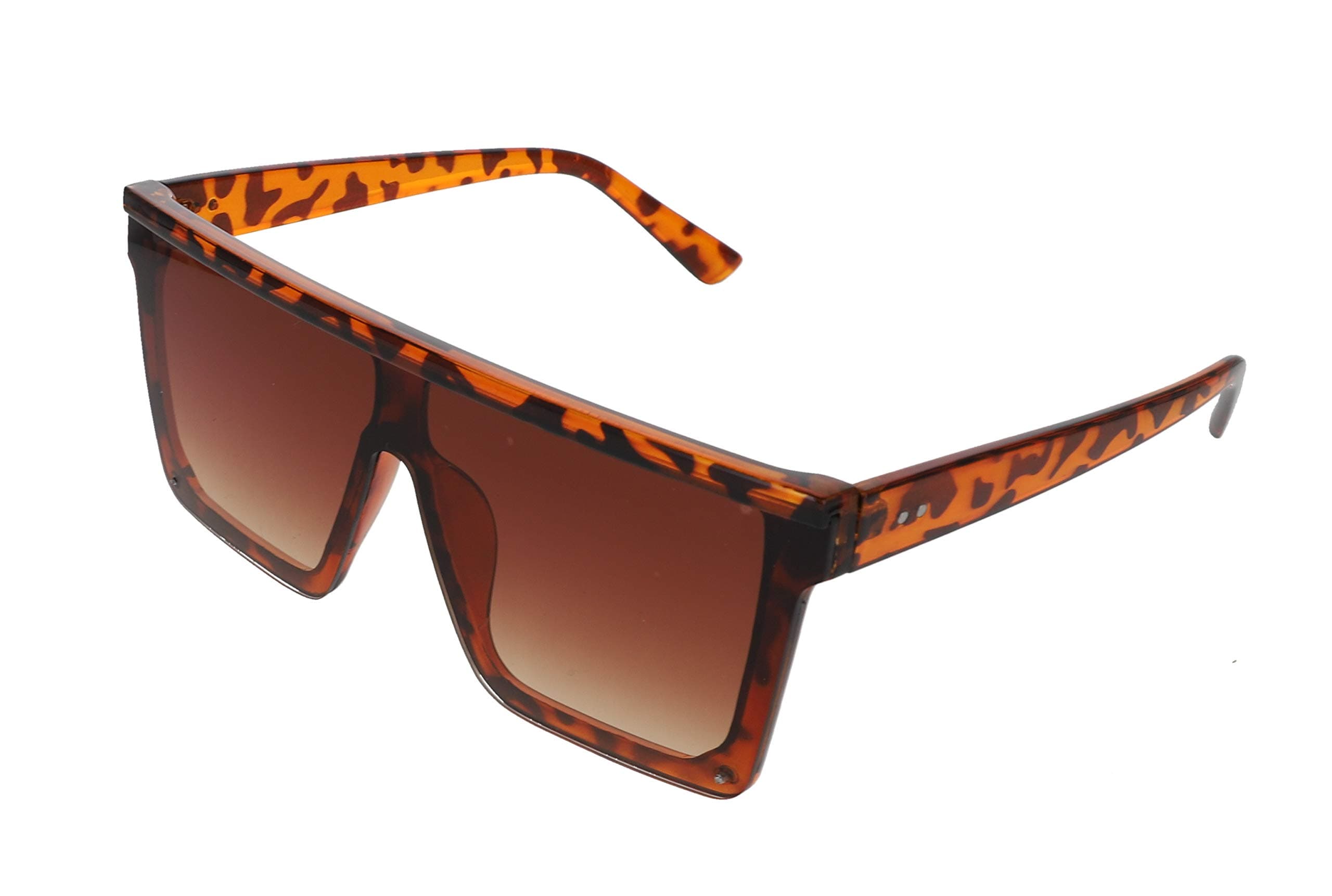 Flawless - Fashion Brand Design Flat Top Oversized Frame Siamese Lens Semi-Rimless Men Women Sunglasses (Tortoise)