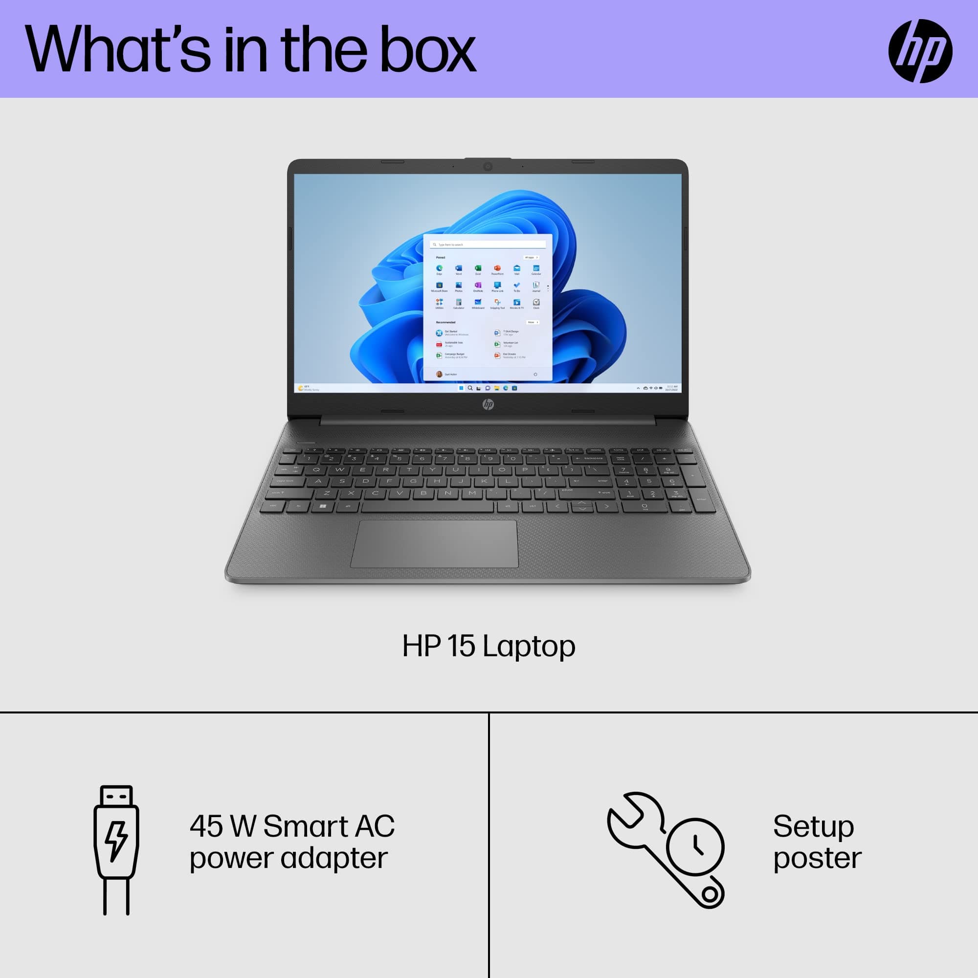 HP 15 inch Laptop, FHD Display, 12th Generation Intel Core i3-1215U, 8 GB RAM, 128 GB SSD, Intel UHD Graphics, Windows 11 Home in S Mode, 15-dy5599nr (2023), view 7