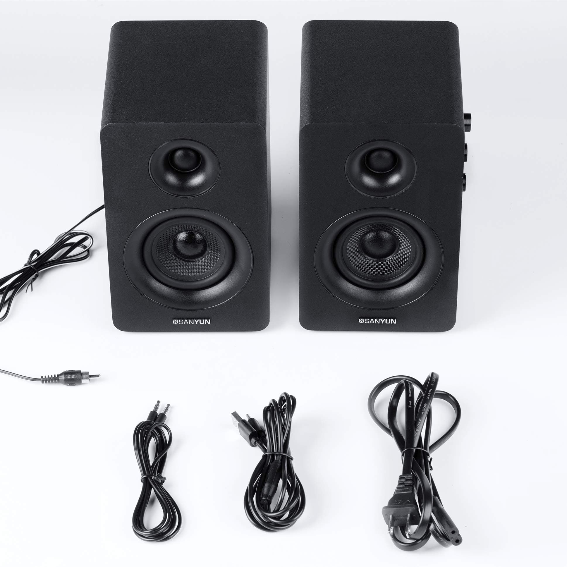 Sanyun SW208 3" Active Bluetooth 5.0 Bookshelf Speakers, Built-in 24bit DAC, view 7