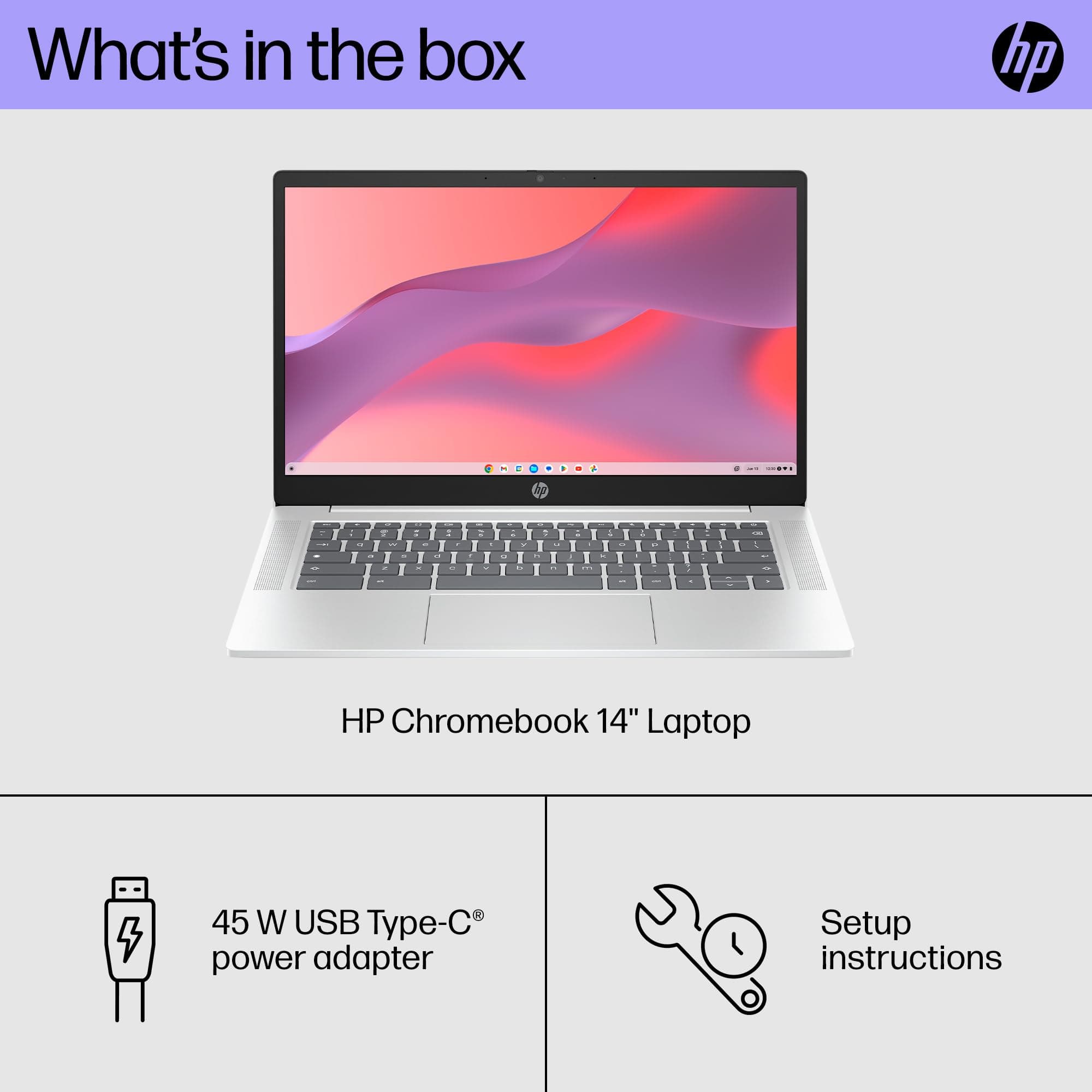 HP Chromebook 14 inch Laptop, FHD Display, Intel N100, 4 GB RAM, 64 GB eMMC, Intel UHD Graphics, Chrome OS 14a-nf0009nr (2024), view 8