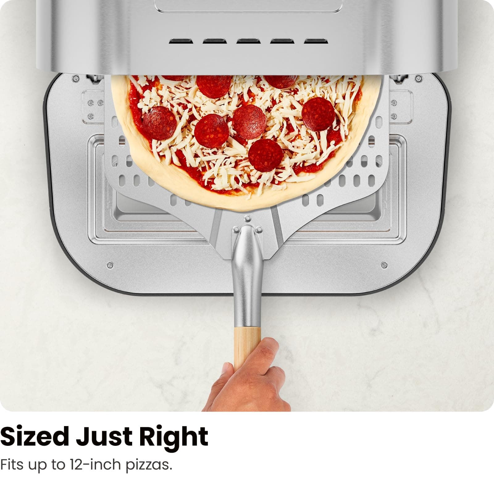 CHEFMAN Indoor Pizza Oven - Makes 12 Inch Pizzas in Minutes, Heats up to 800°F - Countertop Electric Pizza Maker with 5 Touchscreen Presets, Pizza Stone and Peel Included - Stainless Steel, view 7
