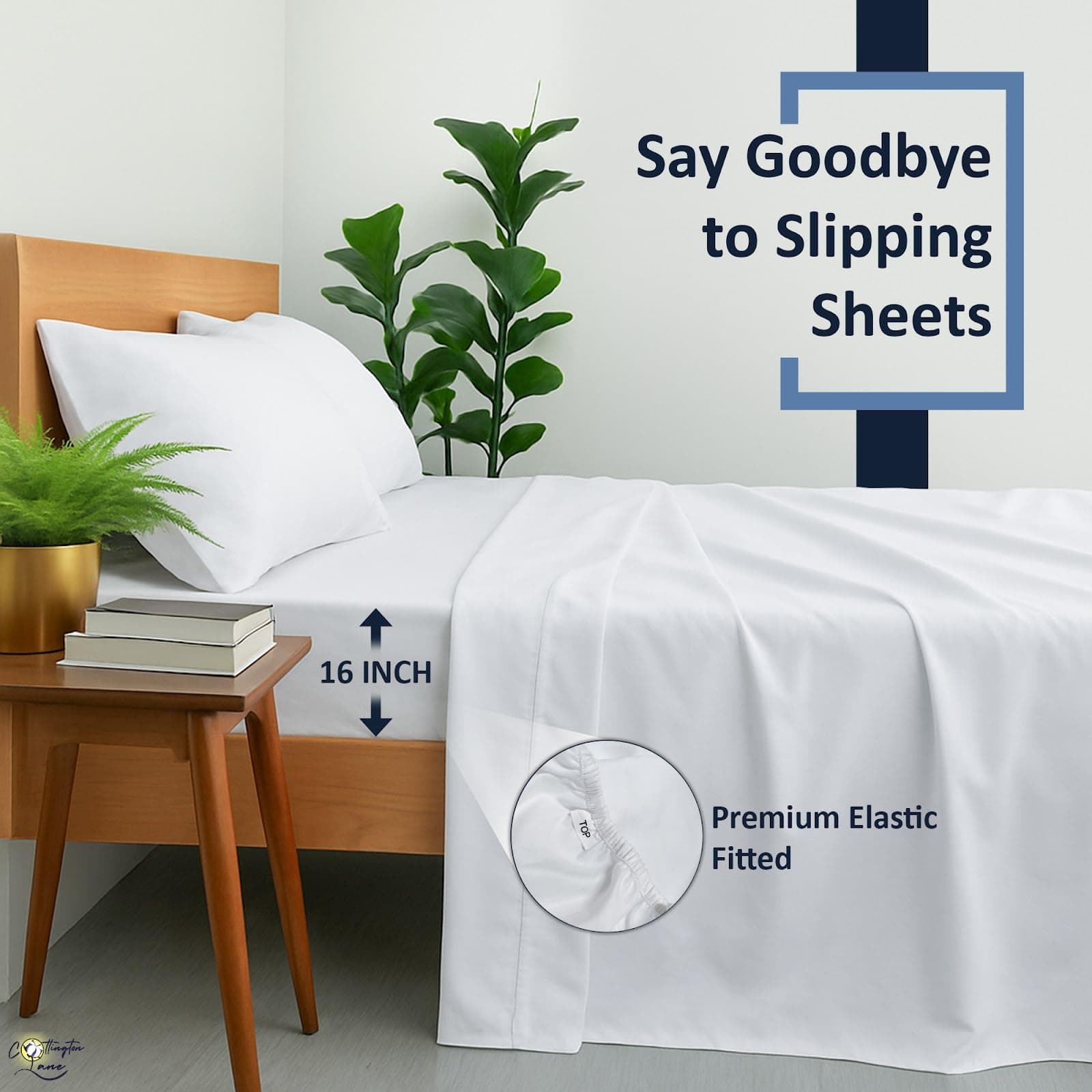 Cottington Lane Queen Sheet Set, 4 Piece 100% Cotton, 16" Deep, White, view 4