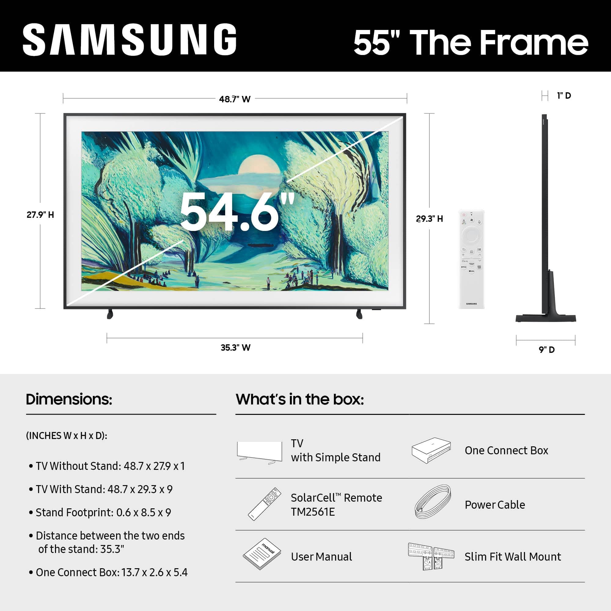Samsung 55-Inch Class The Frame LS03F 4K QLED Smart TV (2025 Model) Slim Fit Wall Mount, Modern Frame Design, NQ4 AI Gen2 Processor, Art Mode, Artful Picture Quality, Samsung Vision AI, Alexa Built-in, view 2