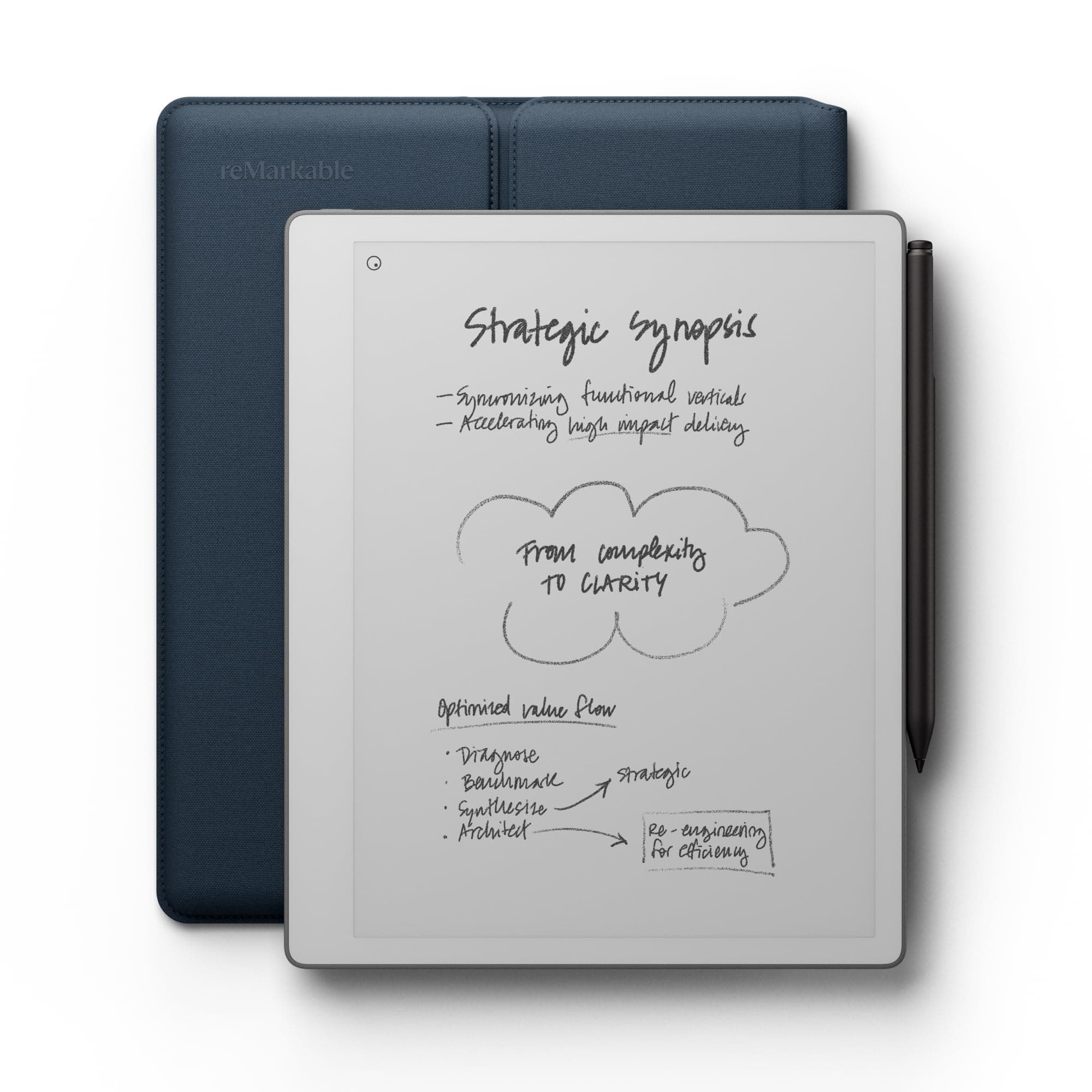 reMarkable Paper Pure with Marker Plus and Ocean Blue Sleeve Folio