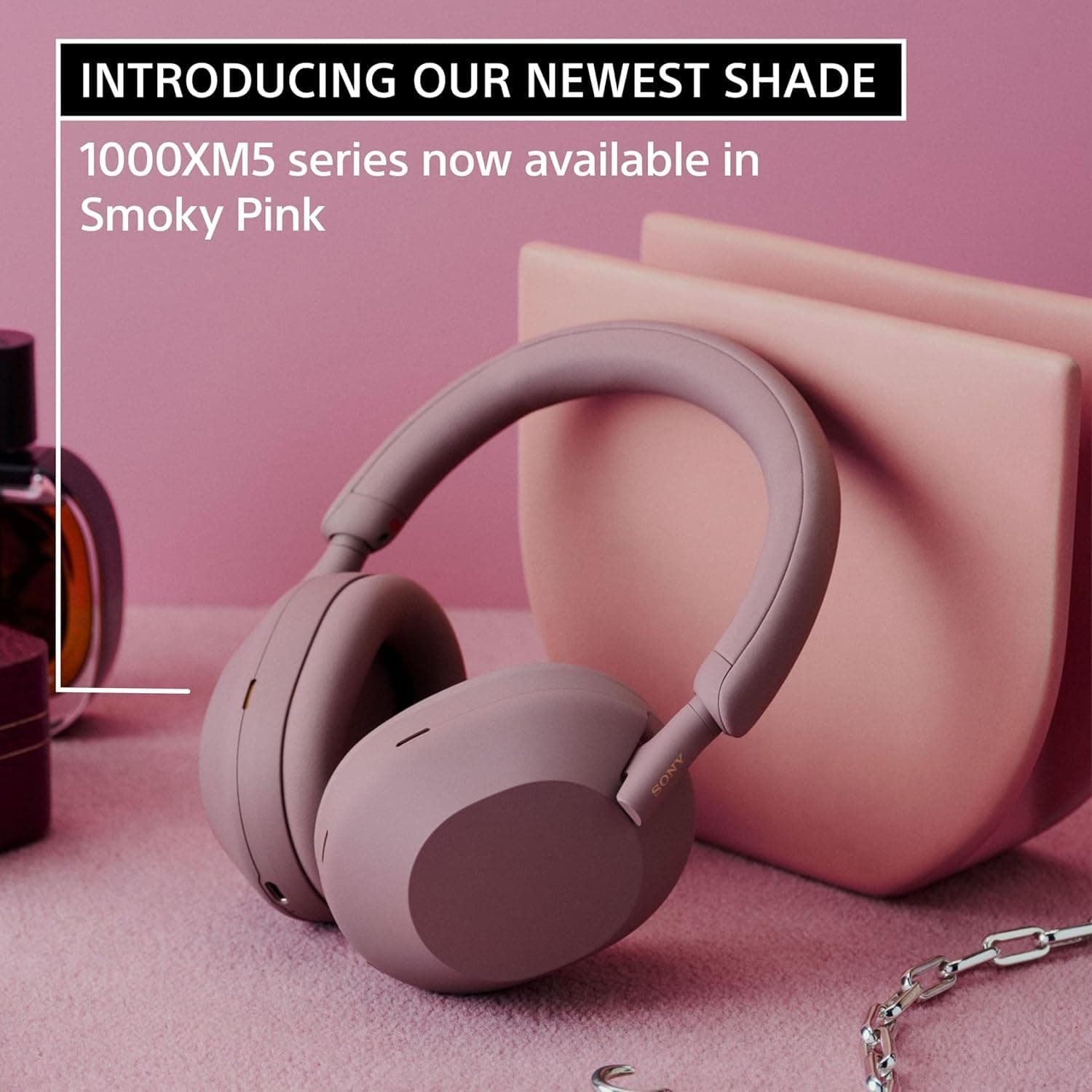 Sony - WH1000XM5 Wireless Noise-Canceling Over-the-Ear Headphones - Smoky Pink, view 4