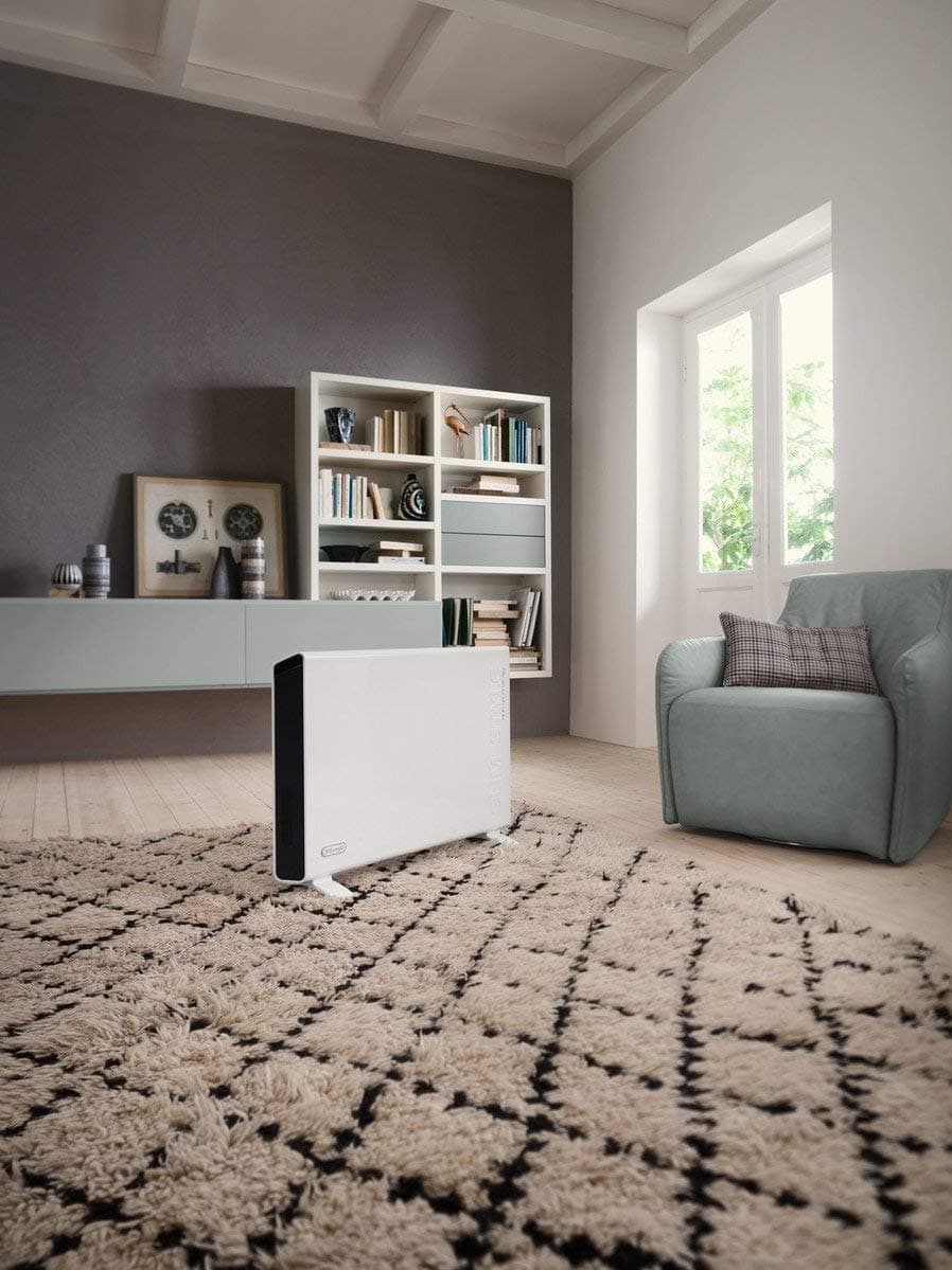 DeLonghi Convection Panel Heater, Full Room Quiet 1500W, portable electric heater is freestanding/easily wall mounted. Energy Saving, quick heat distribution, timer, white, HCX9115E, view 2