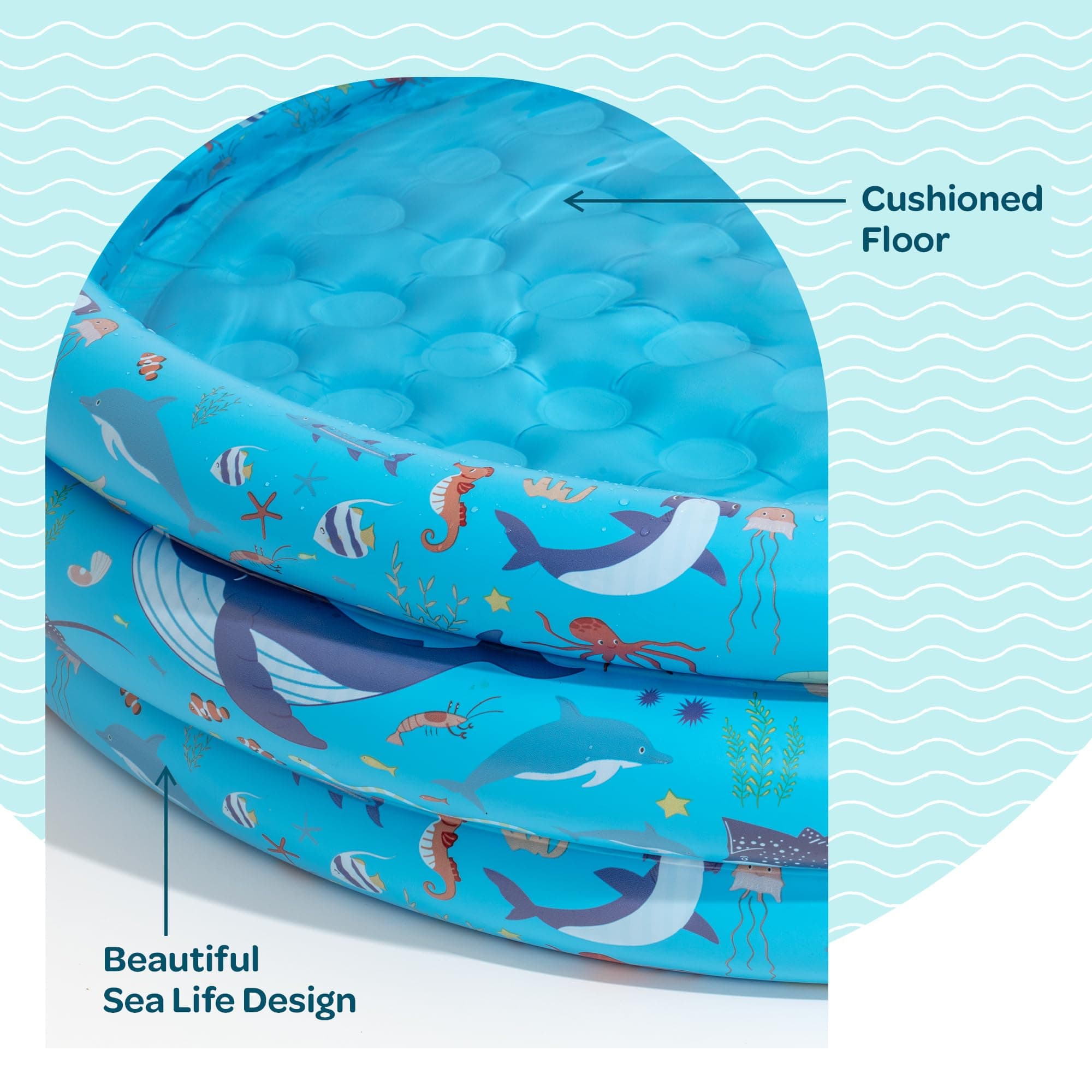 Inflatable Kiddie Pool for Toddlers, 48"X12" Round Plastic Blow Up Kids Swimming Pool, Outdoor Water Play, Ball Pit Toys for Kids Age 2 3 4 5, Summer Essential Baby Splash Pools with Cushioned Floor, view 2