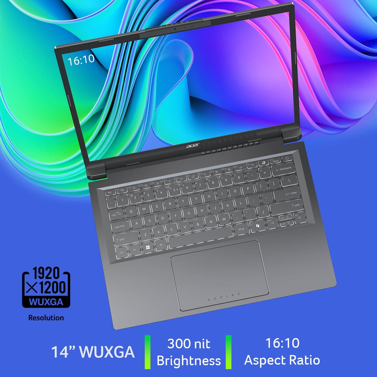Acer Aspire 14 AI Copilot+ PC | 14" WUXGA Display | Intel Core Ultra 5 Processor 226V | NPU: Up to 40 Tops - GPU: Up to 53 Tops | Intel ARC 130V | 16GB LPDDR5X | 512GB SSD | Wi-Fi 6E | A14-52M-51S1, view 6