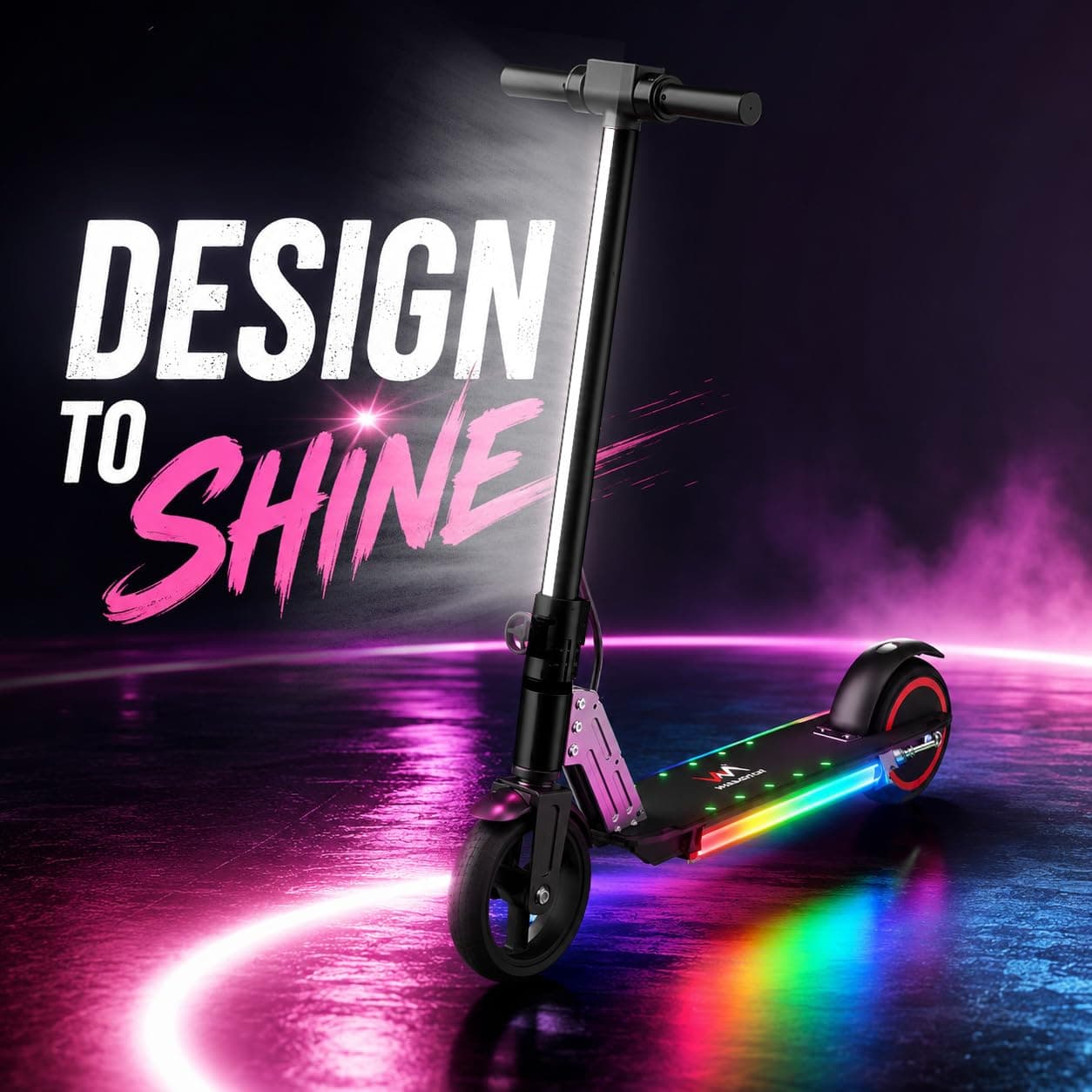 WEELMOTION Foldable Electric Scooter for Kids, Bright Front Lights, Shining Pedal Lights, LED Display, Dual Brakes 150W Motor Kids Electric Scooter, UL2272 Certified,Classic Black, view 3