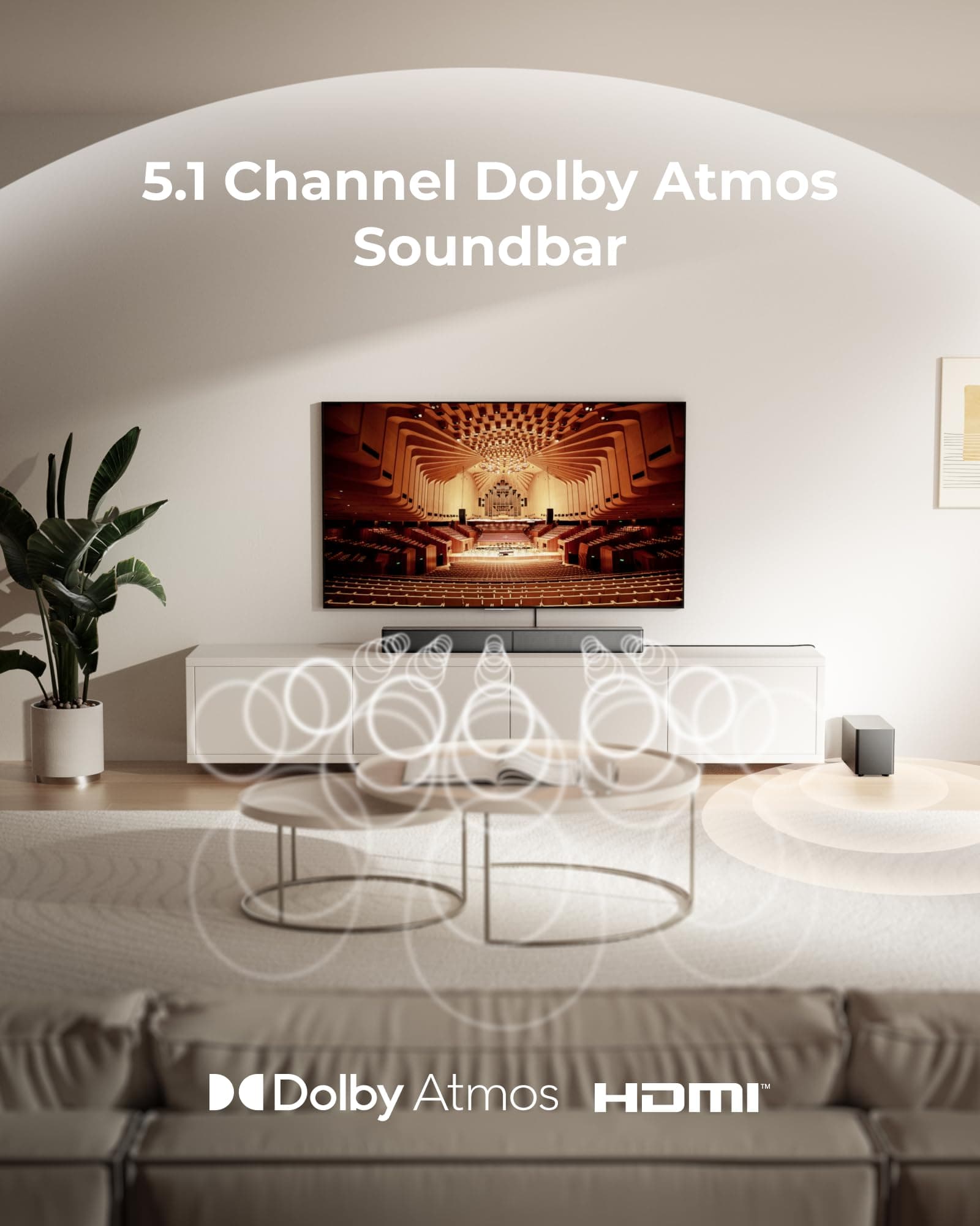 ULTIMEA 5.1CH Surround Sound Bar System with Dolby Atmos, Poseidon M60, view 4