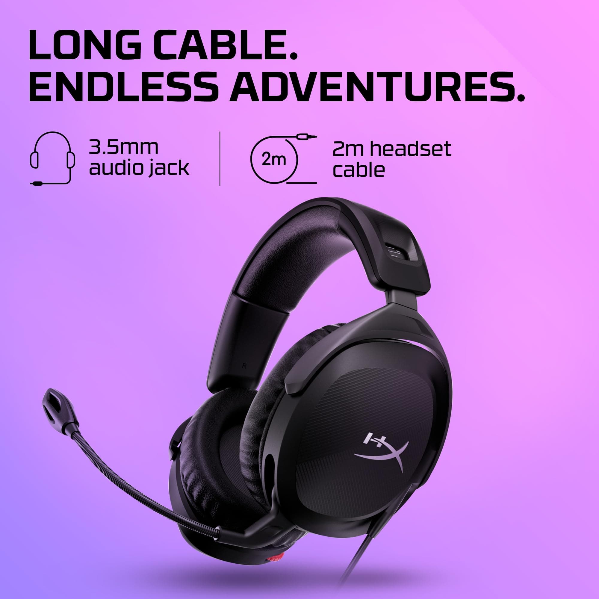 HyperX Cloud Stinger 2 – Gaming Headset, DTS Headphone:X Spatial Audio, Lightweight Over-Ear Headset with mic, Swivel-to-Mute Function, 50mm Drivers, PC Compatible, Black, view 3