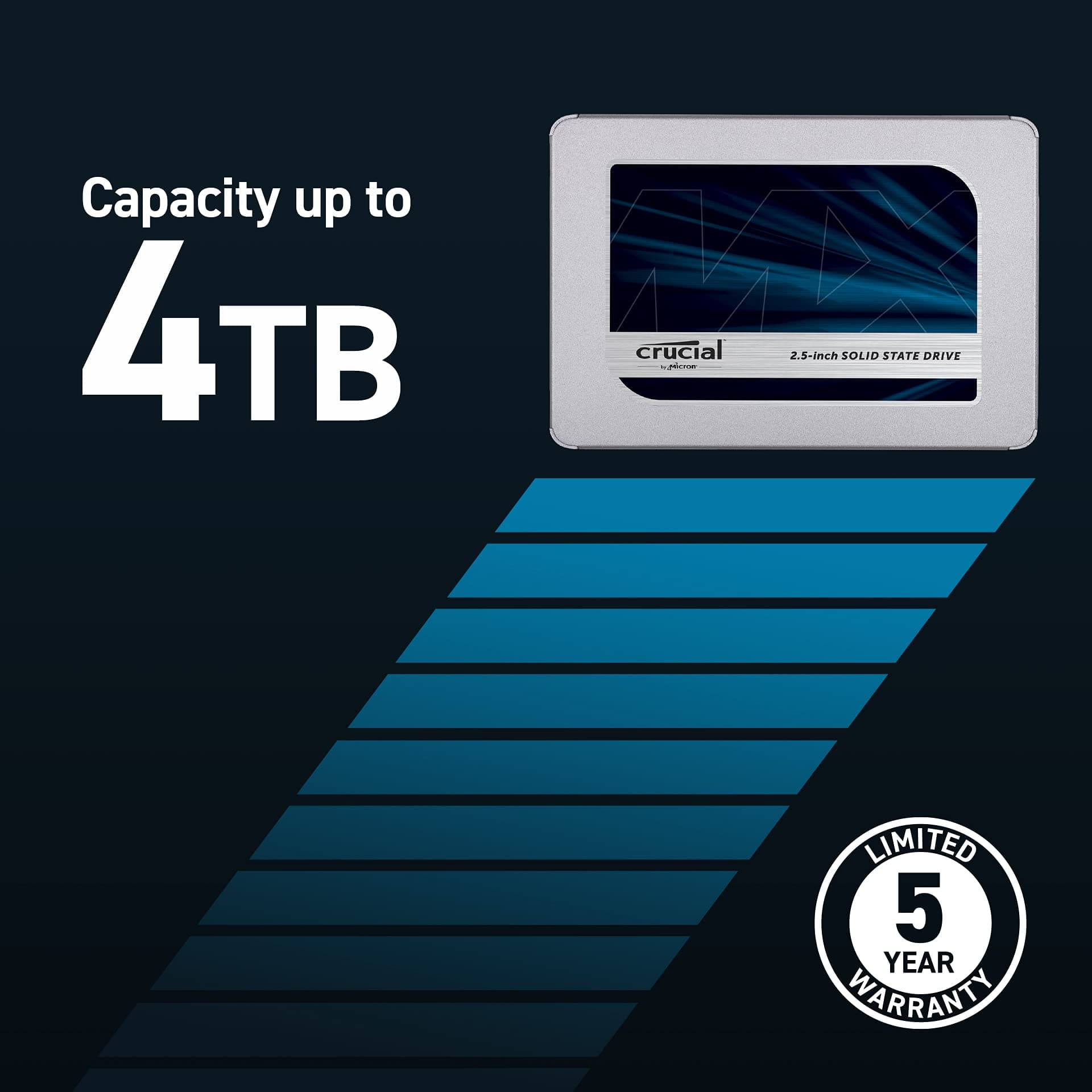 Crucial MX500 1TB 3D NAND SATA 2.5 Inch Internal SSD, up to 560MB/s - CT1000MX500SSD1, view 3