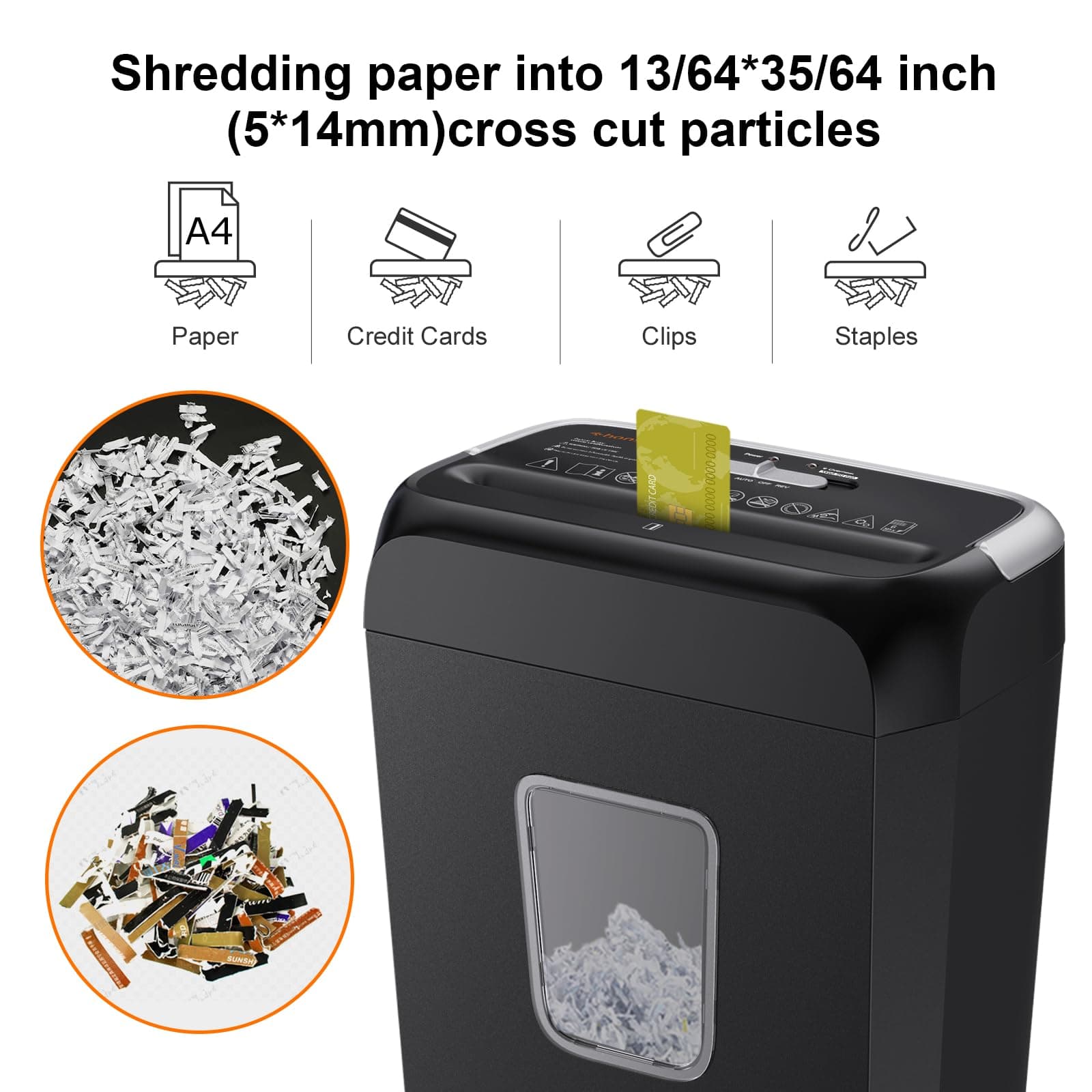 Bonsaii 6-Sheet Cross Cut Paper Shredder for Home, 3.4 Gal Bin, view 3