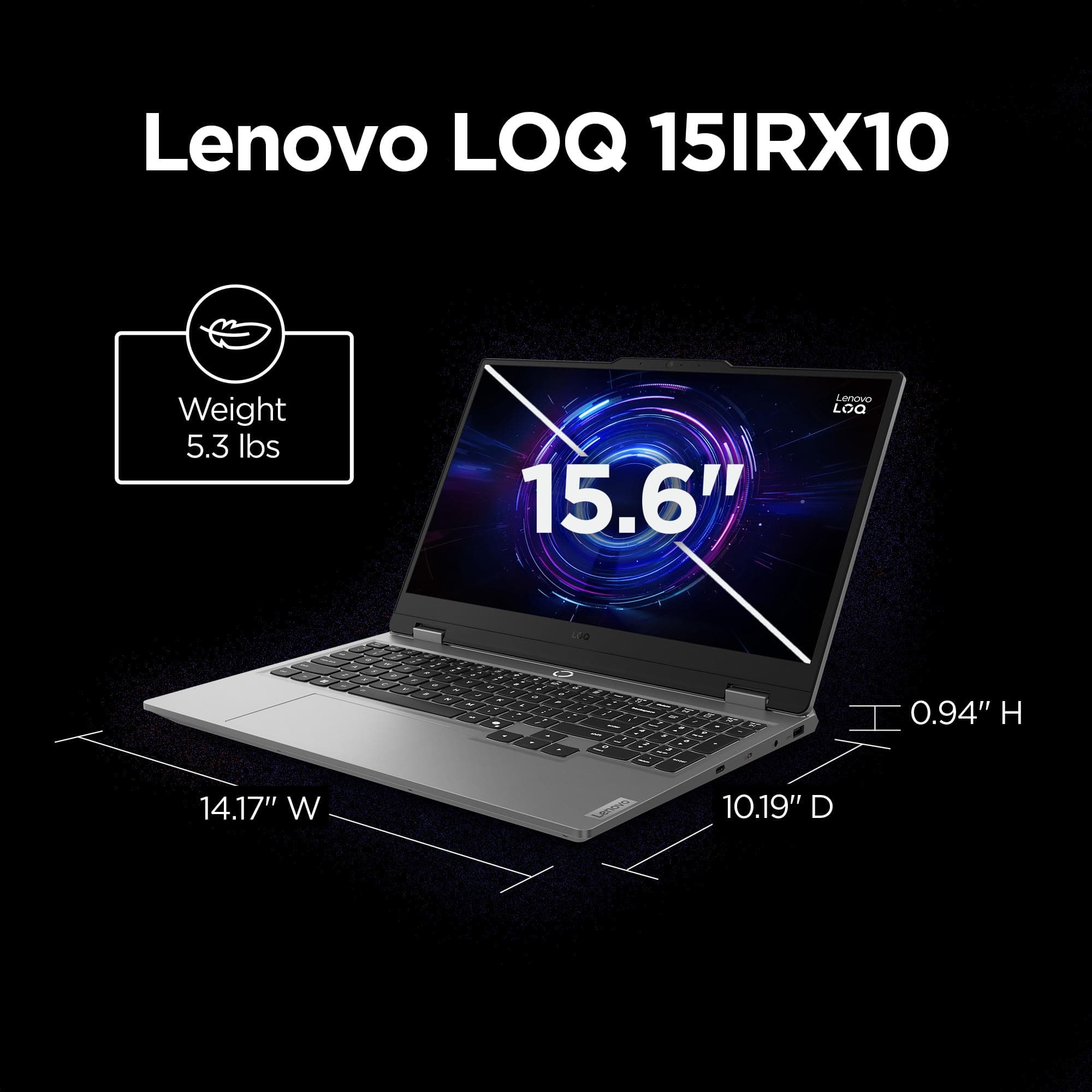 Lenovo Legion LOQ AI-Powered Gaming Laptop - Intel Core i7-13650HX, 15.6" FHD IPS 144Hz Display, GeForce RTX 5050, 16GB Memory, 1TB Storage, G-Sync, Luna Grey, view 9