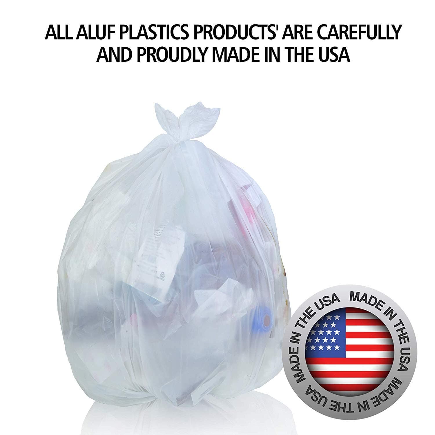 Aluf Plastics HCR-334016C 33 Gallon Clear Trash Bags (250 Count) - 33" x 40" - 16 Micron Equivalent High Density Value Garbage Bags for Bathroom, Office, Industrial, Commercial, Janitorial, Municipal,, view 9