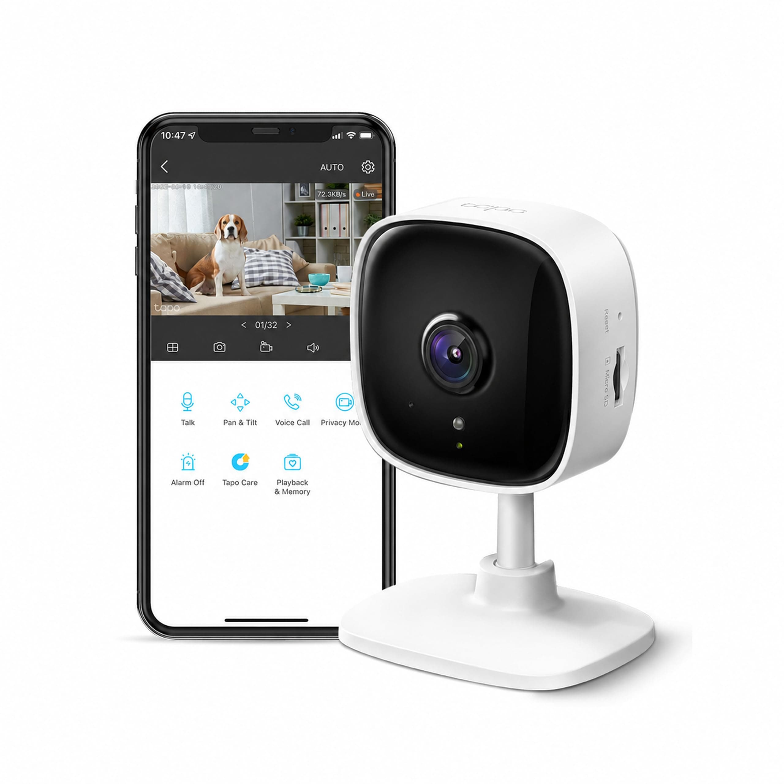 TP-Link Tapo 1080P Indoor Security Camera for Baby Monitor, Dog Camera w/Motion Detection, 2-Way Audio Siren, Night Vision, Cloud & SD Card Storage, Works w/Alexa & Google Home (Tapo C100)
