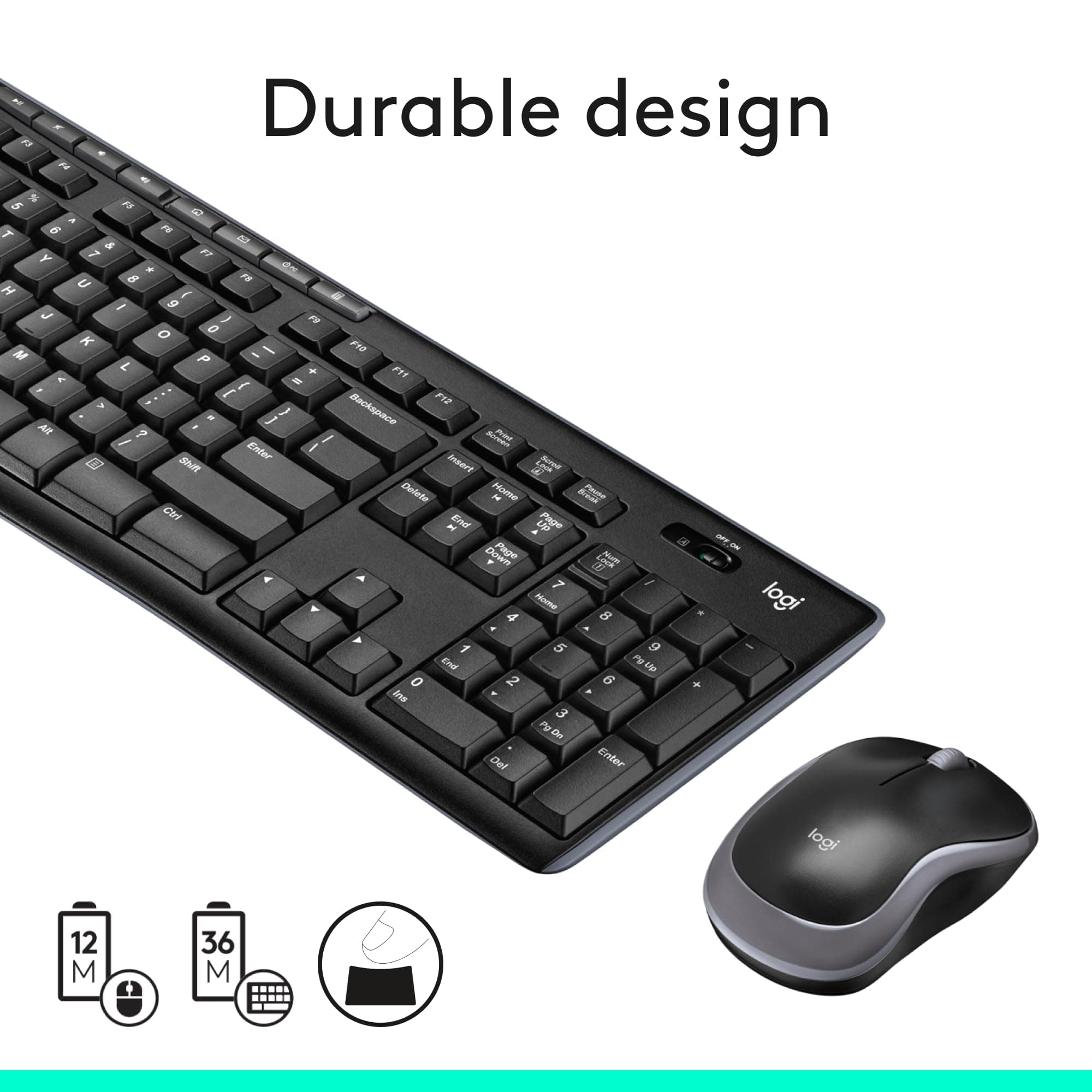 Logitech MK270 Full Size Wireless Keyboard and Mouse Combo - Black, view 6