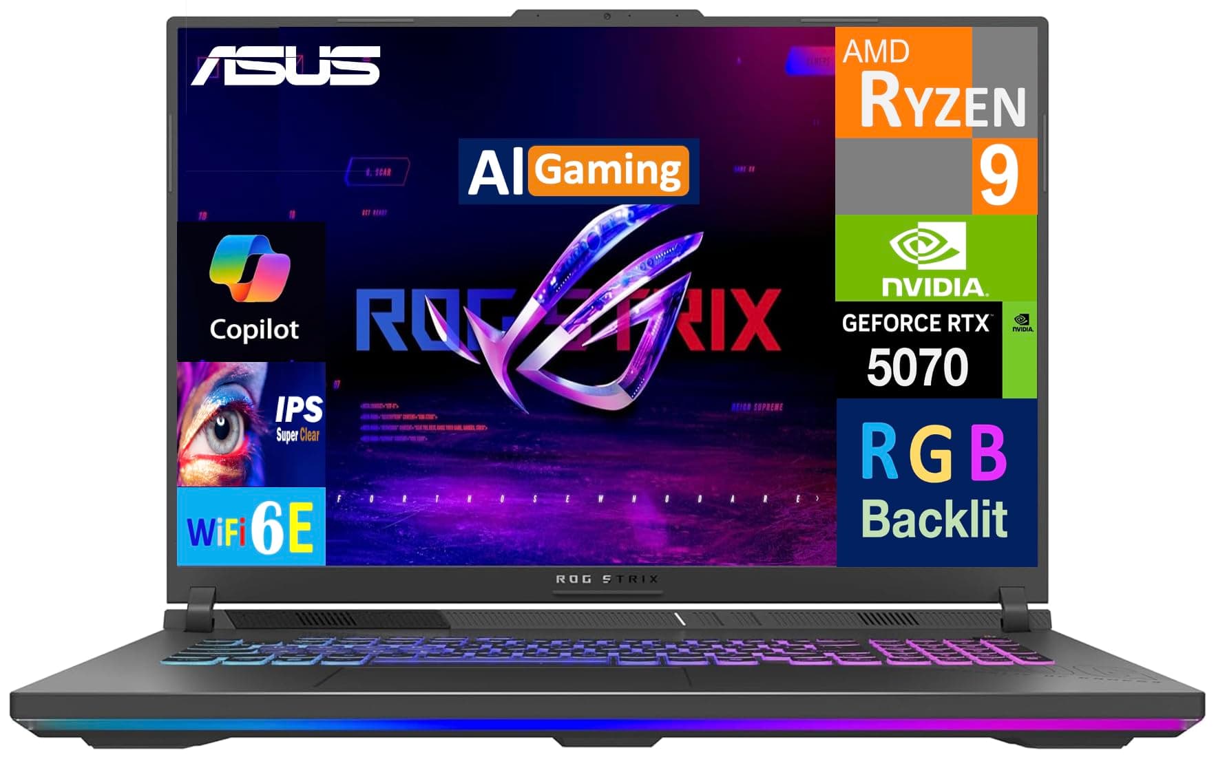 ASUS ROG Strix G18 Latest AI Gaming Laptop Copilot+ 18" 240Hz 2.5K Display, view 2