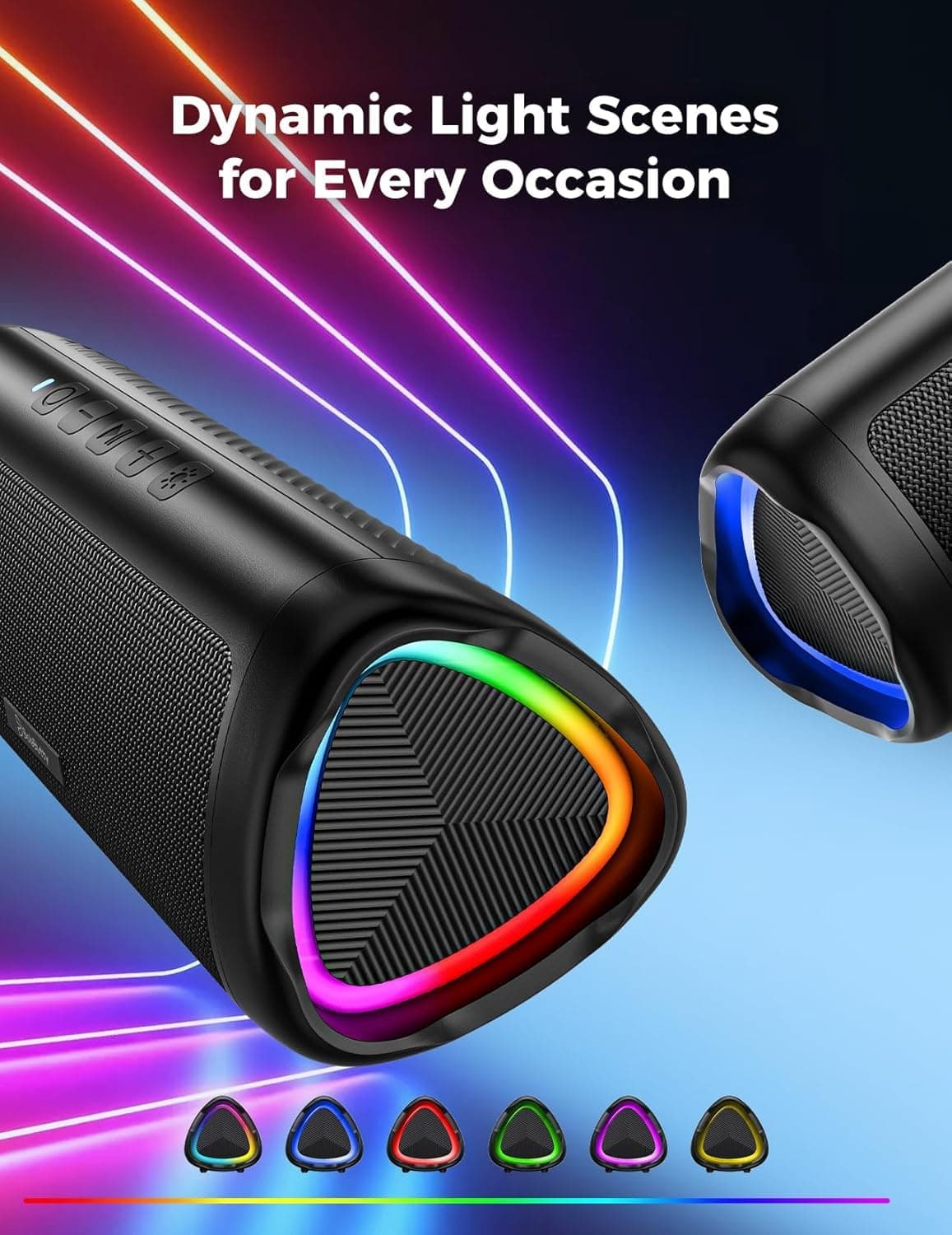 Bluetooth Speaker, 20W HD Sound, Portable Wireless, IPX5 Waterproof, Up to 24H Playtime, TWS Pairing, for Home/Party/Outdoor/Camping/Beach Essentials, Electronic Gadgets, Birthday Gift (Black), view 3