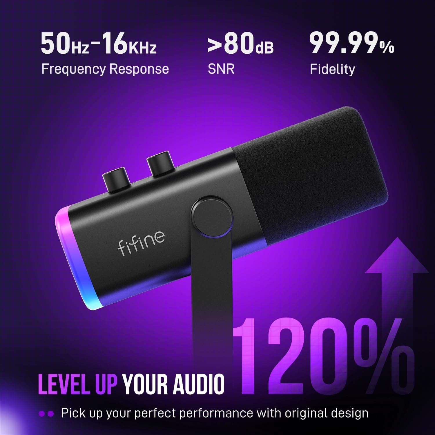 FIFINE AmpliGame AM8 USB/XLR Dynamic Microphone for Gaming Streaming, view 3