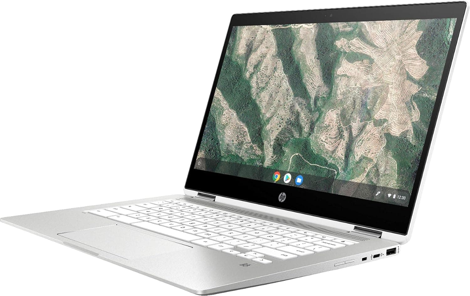 HP Chromebook x360-14 HD Touch - Celeron N4000-4GB - 32GB eMMC - Silver White, view 2