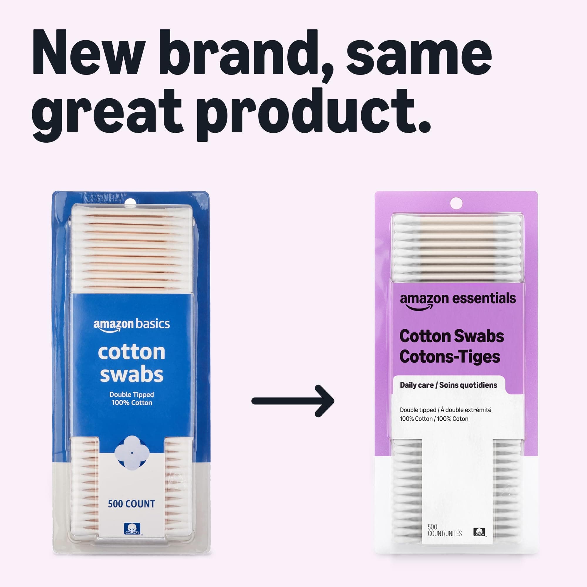 Amazon Essentials Cotton Swabs, 500 Count (Previously Amazon Basics), view 2