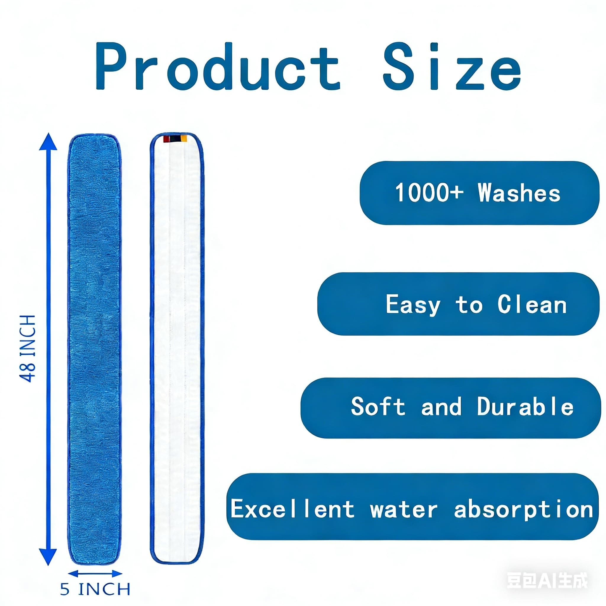 4Pcs 48 Inch Commercial Microfiber Mop Pad, view 3