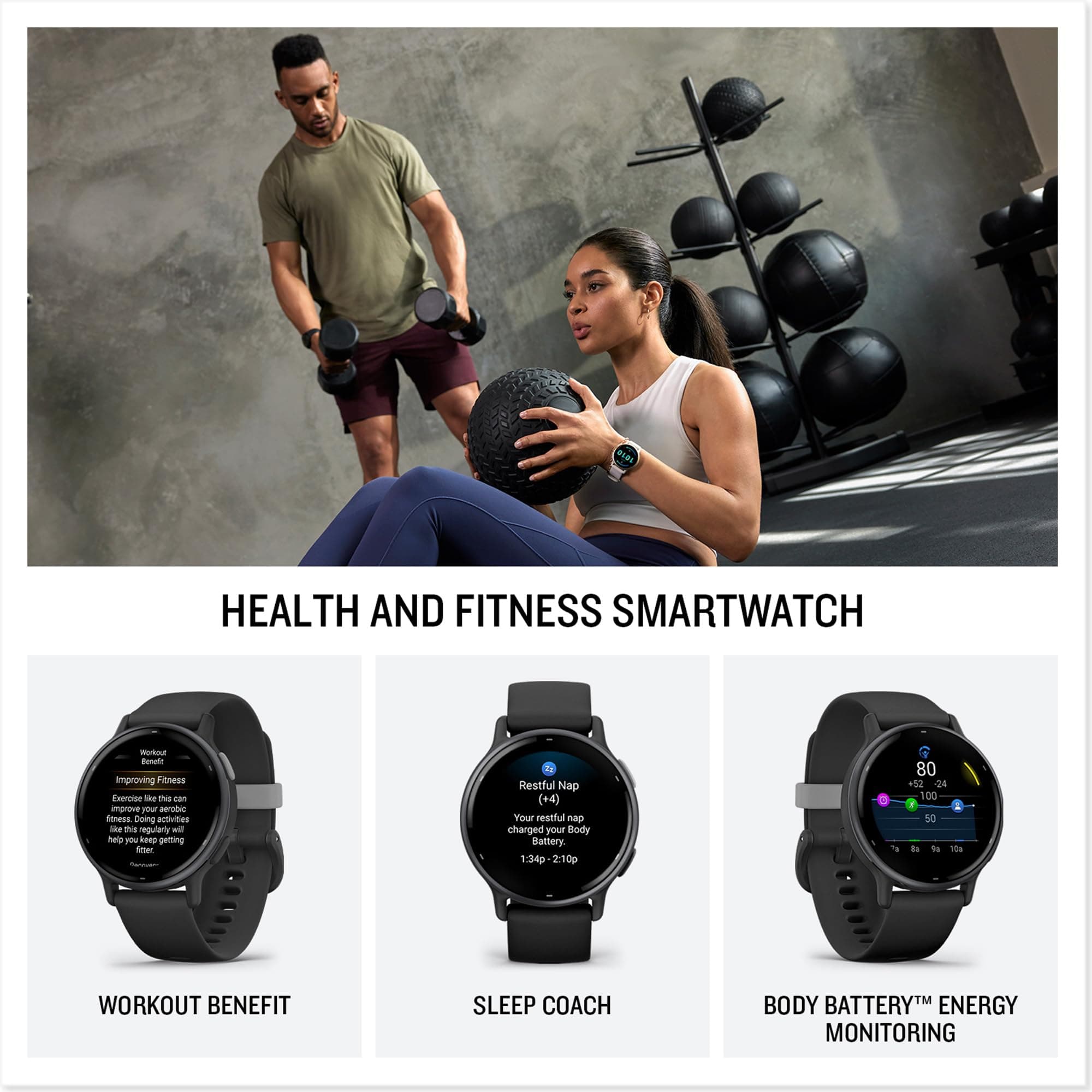 Garmin vívoactive® 5, Health & Fitness GPS Smartwatch, 42mm, Navy, view 3