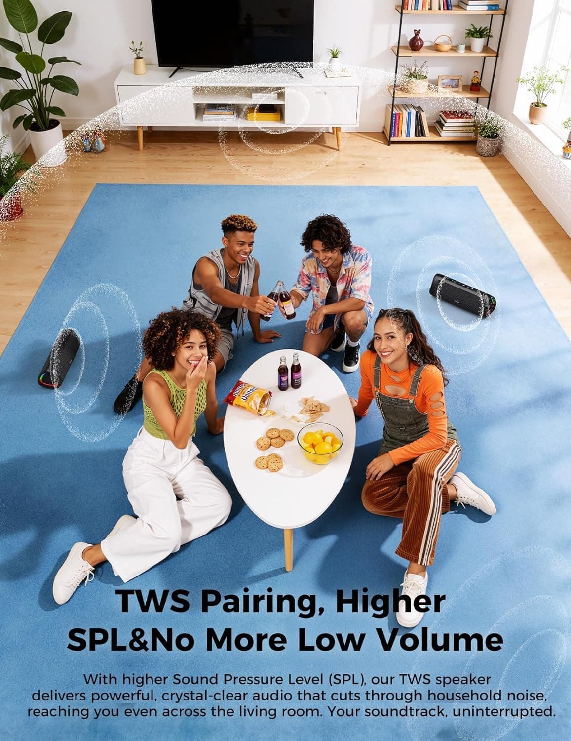 Bluetooth Speaker, 20W HD Sound, Portable Wireless, IPX5 Waterproof, Up to 24H Playtime, TWS Pairing, for Home/Party/Outdoor/Camping/Beach Essentials, Electronic Gadgets, Birthday Gift (Black), view 6