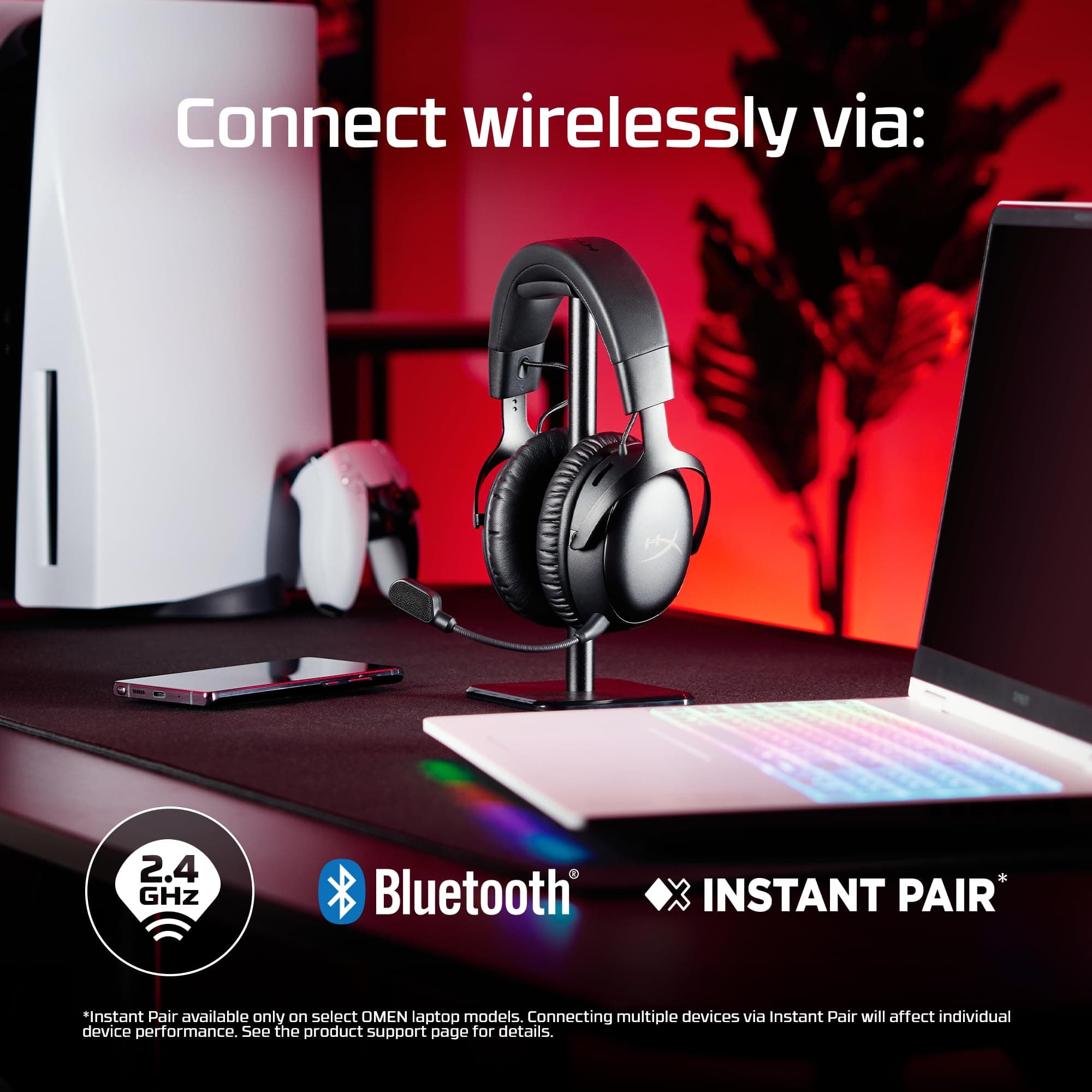 HyperX Cloud III S – Wireless Gaming Headset for Multi-Platform, 2.4GHz, Bluetooth, Battery Life up to 120 Hours 2.4GHz / 200 Hours Bluetooth, 53mm Angled Drivers, Detachable Mic – Black, view 3
