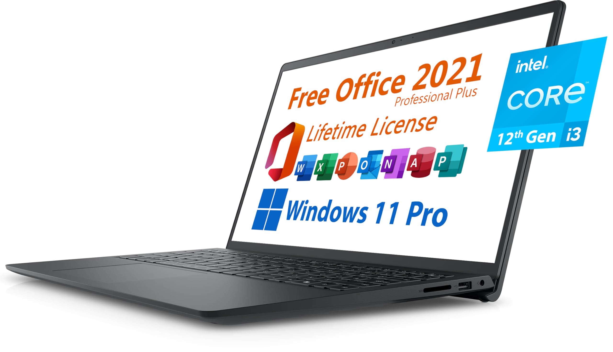 Dell 2024 Inspiron 15 Laptop, Free Microsoft Office 2021 with Lifetime License, 15.6" FHD 1920 x 1080, Intel 6-Core i3-1215U Upto 4.4 GHz, 16GB DDR4 RAM, 512GB PCIe SSD, Windows 11 Pro, Black, view 3
