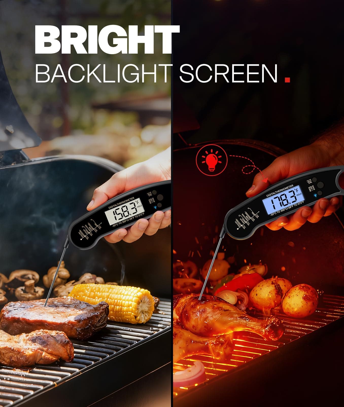 Meat Thermometer Digital, 1-2 Sec Instant Read, Grilling, Cooking, Food, view 3