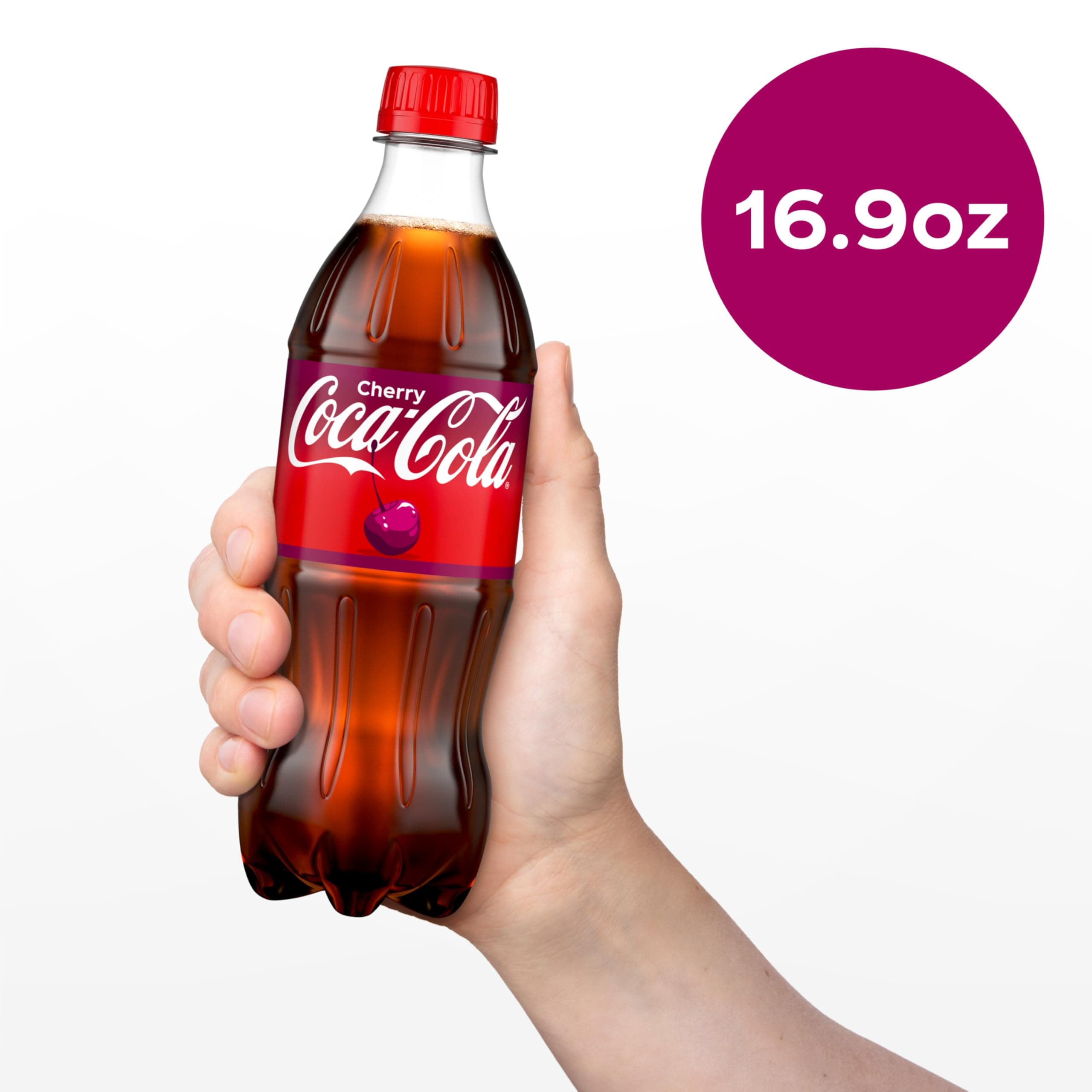 Coca-Cola Cherry Soda Soft Drink Bottles, 16.9 fl oz, 6 Pack, view 7