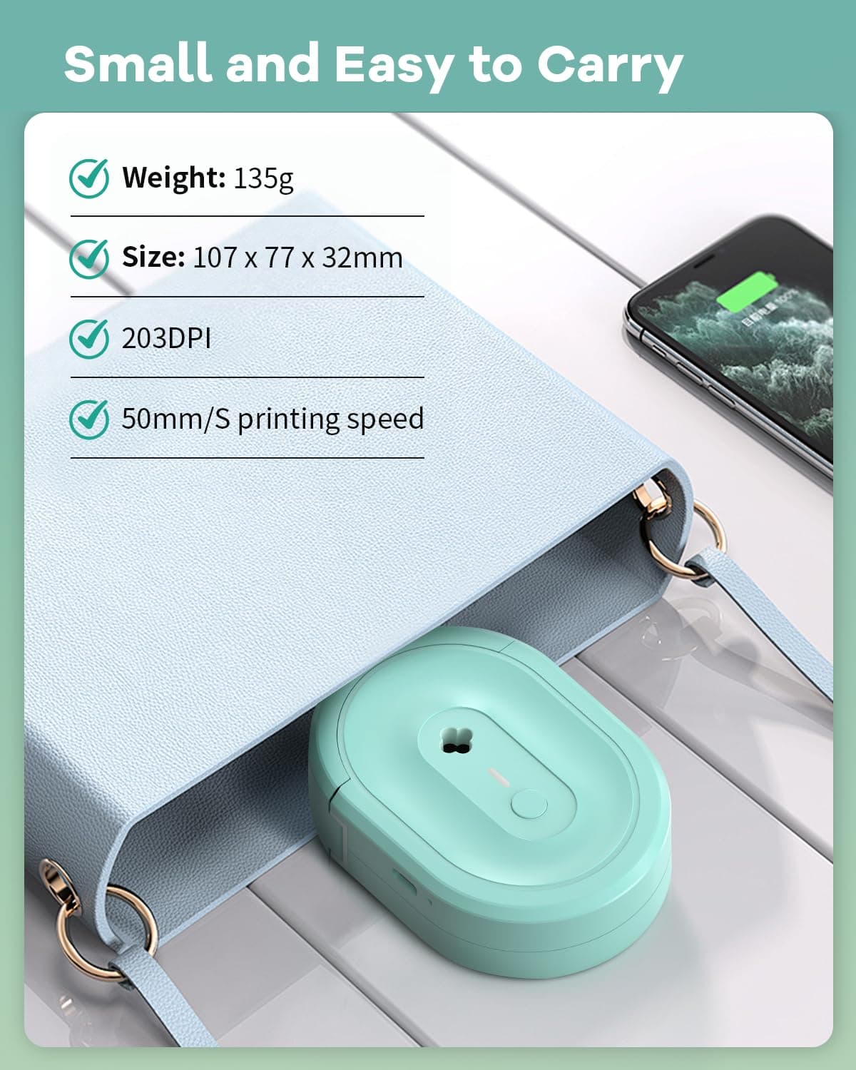 NDYIN N12 Label Maker Machine with 1 Tape Bluetooth Label Printer, Green, view 6