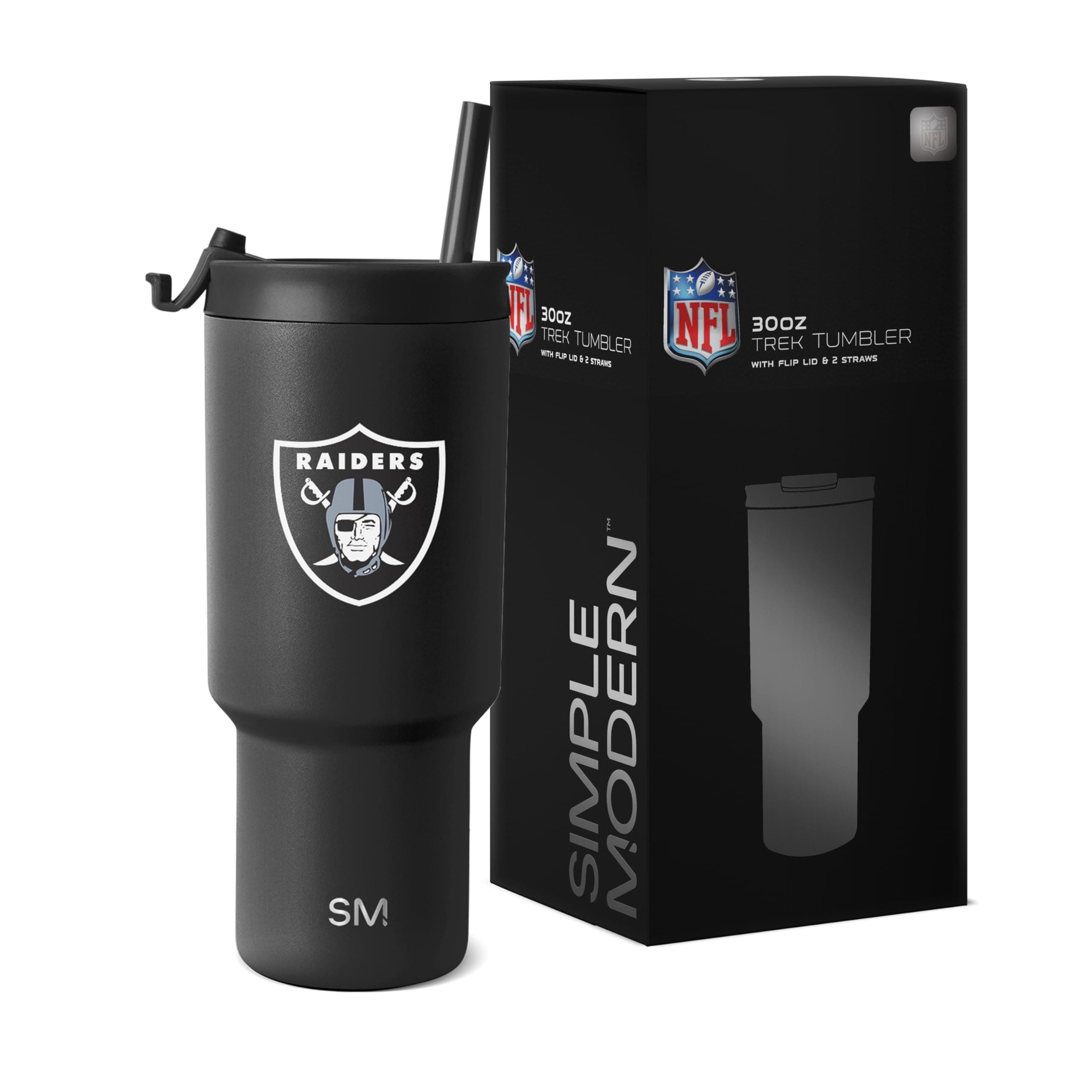 Simple Modern Las Vegas Raiders Tumbler with Flip Lid, Straw 30oz | NFL