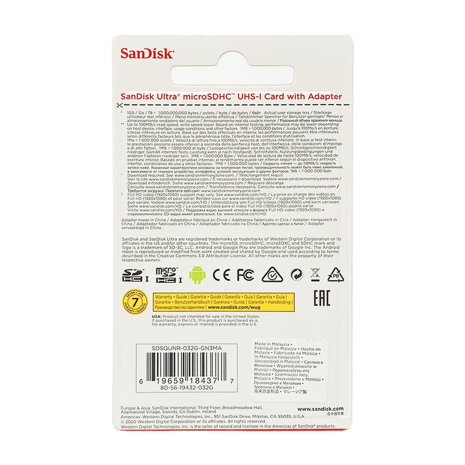 SanDisk Ultra 32GB UHS-I/Class 10 Micro SDHC Memory Card With Adapter - SDSDQUAN-032G-G4A, view 3
